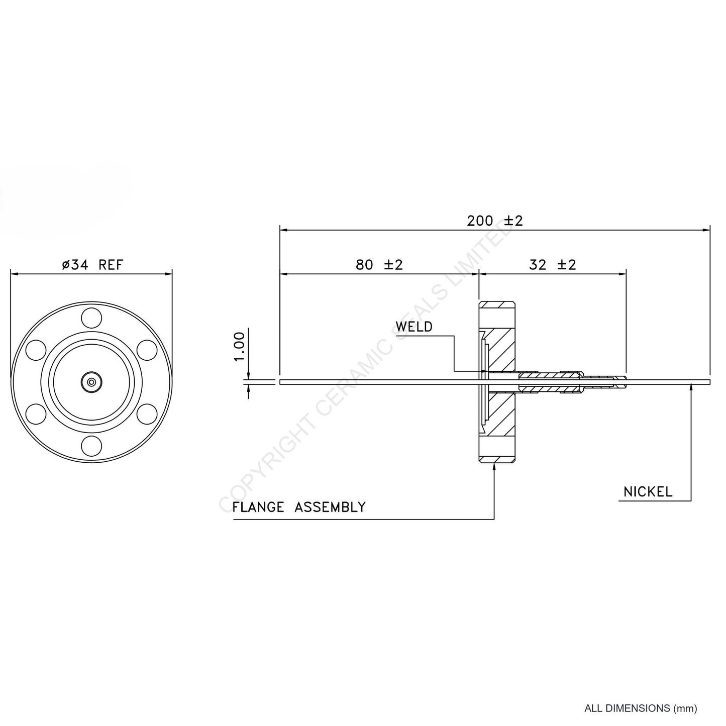 2.5kV Single Feedthrough Flanged