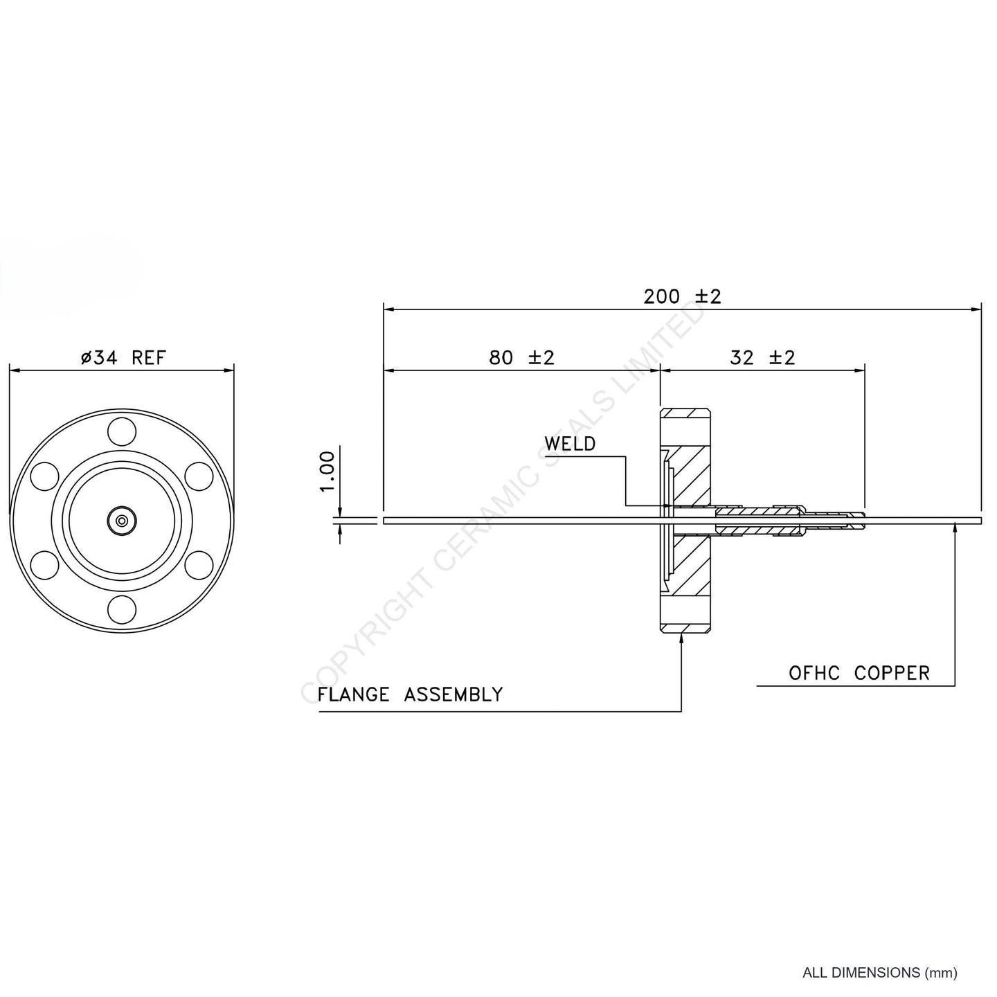 2.5kV Single Feedthrough Flanged