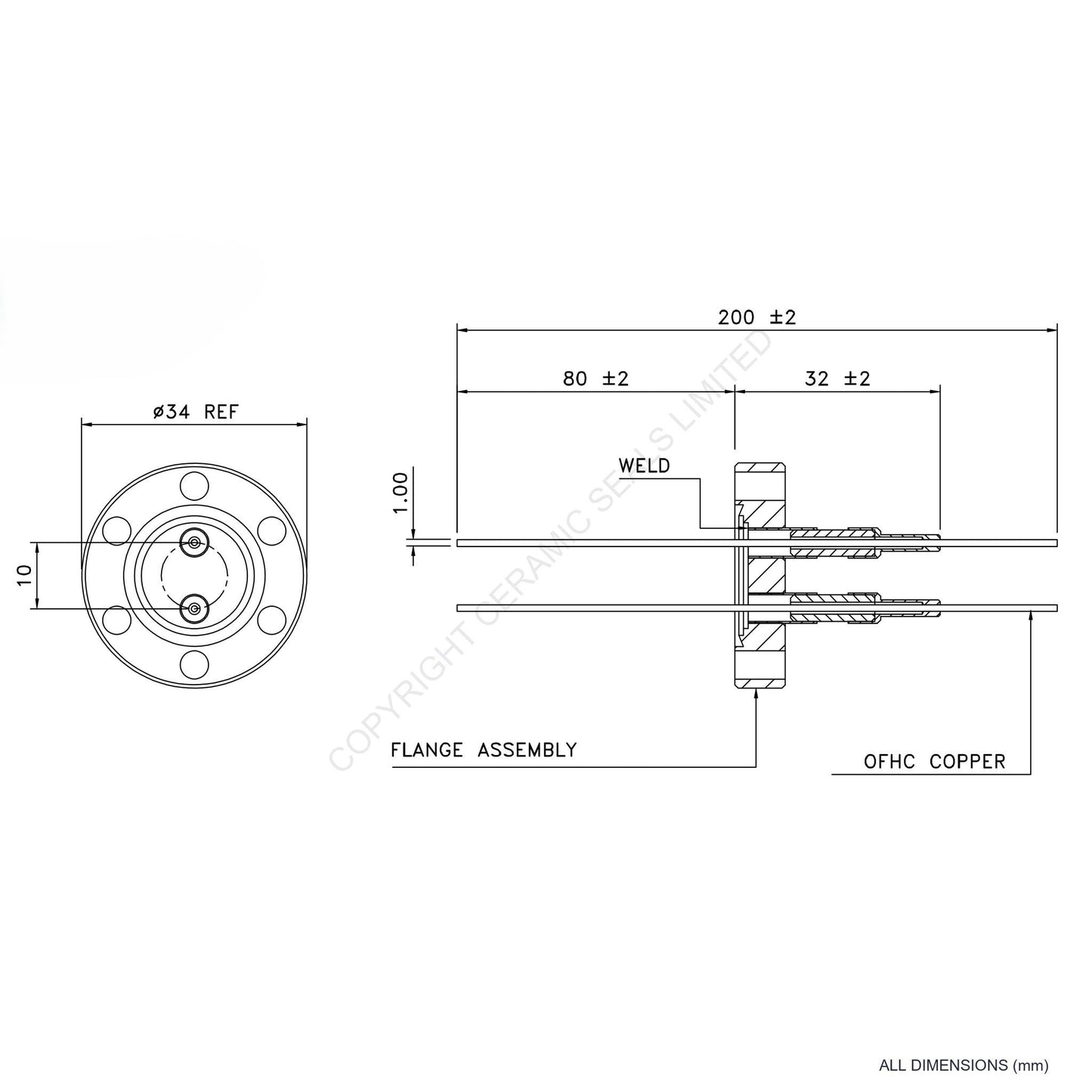 2.5kV Double Feedthrough Flanged