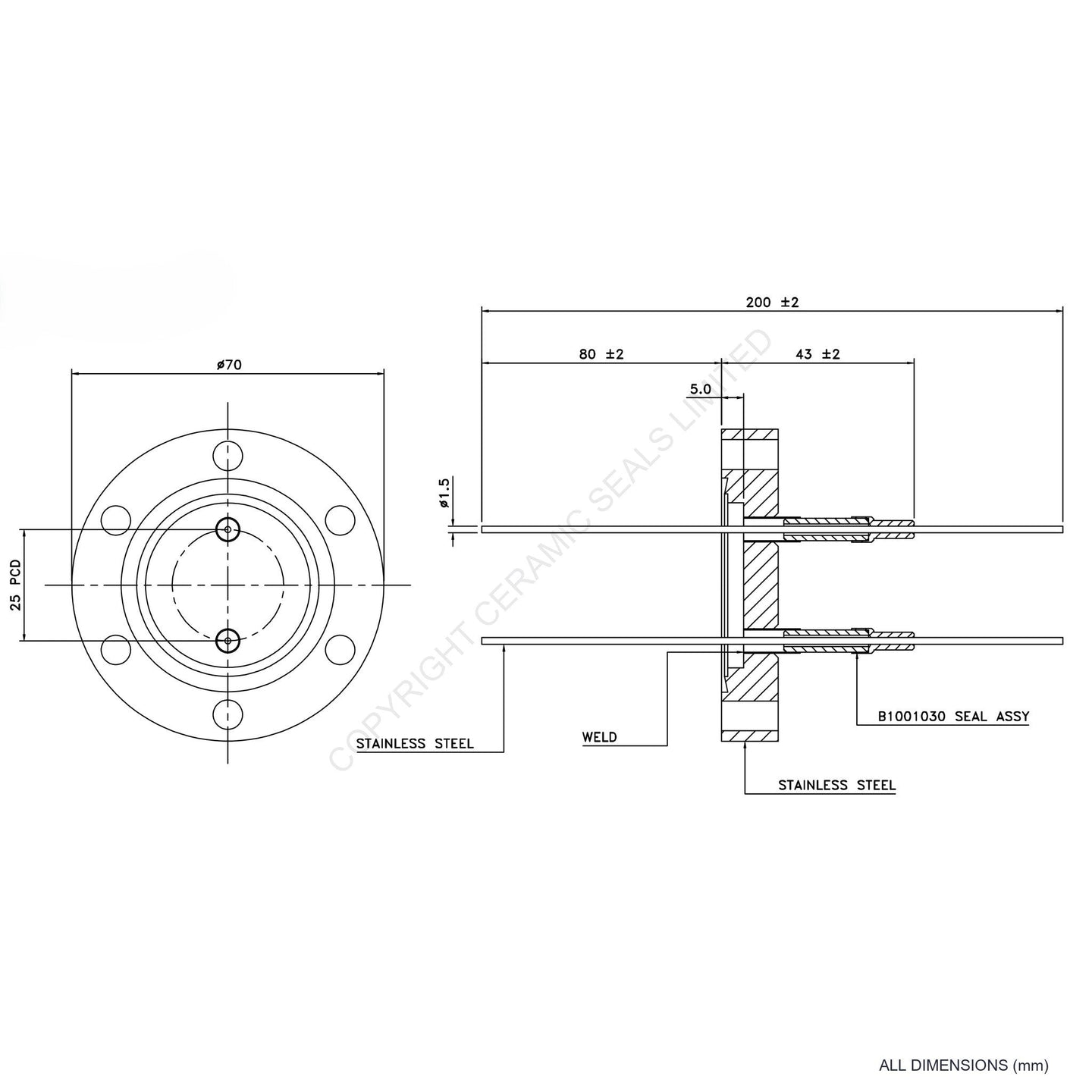 5kV Double Feedthrough Flanged