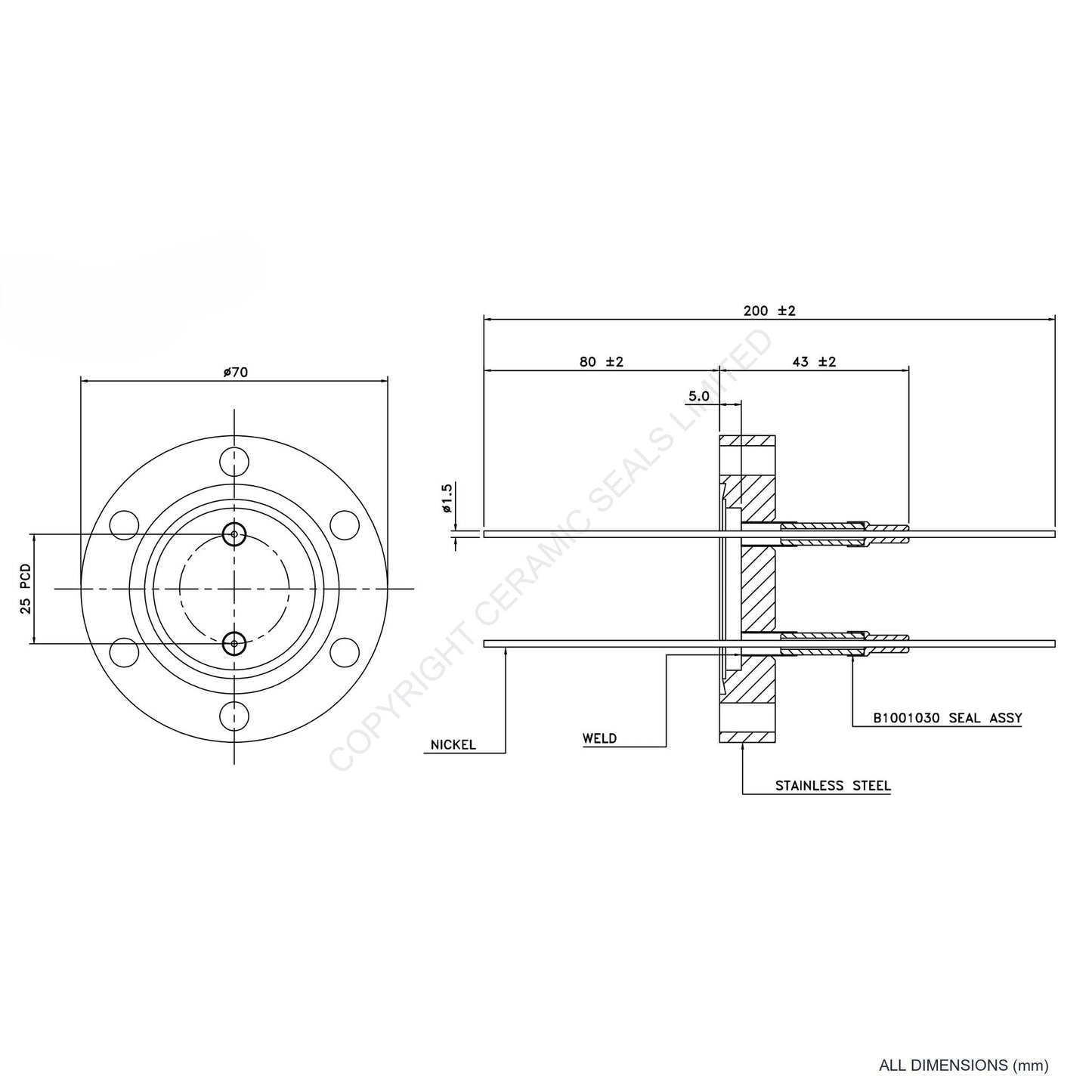 5kV Double Feedthrough Flanged