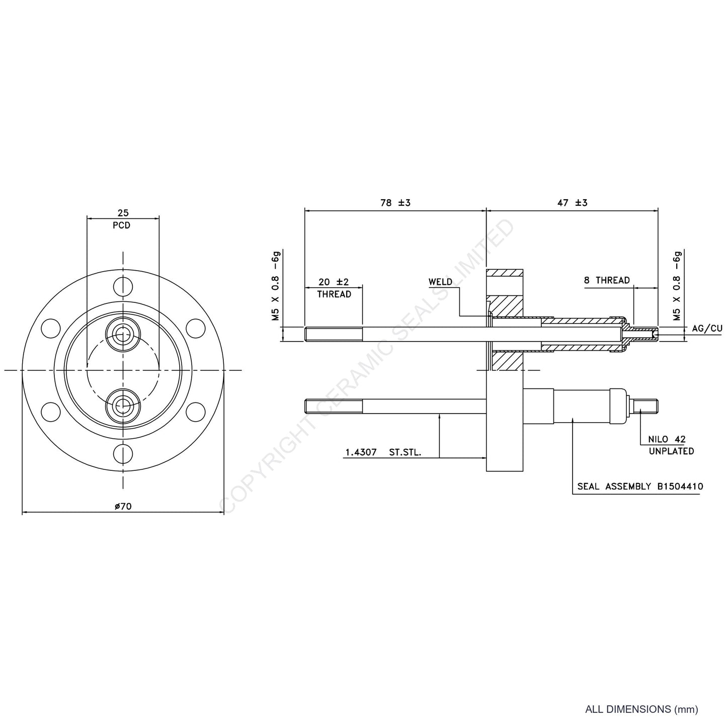 10kV Double Feedthrough Flanged