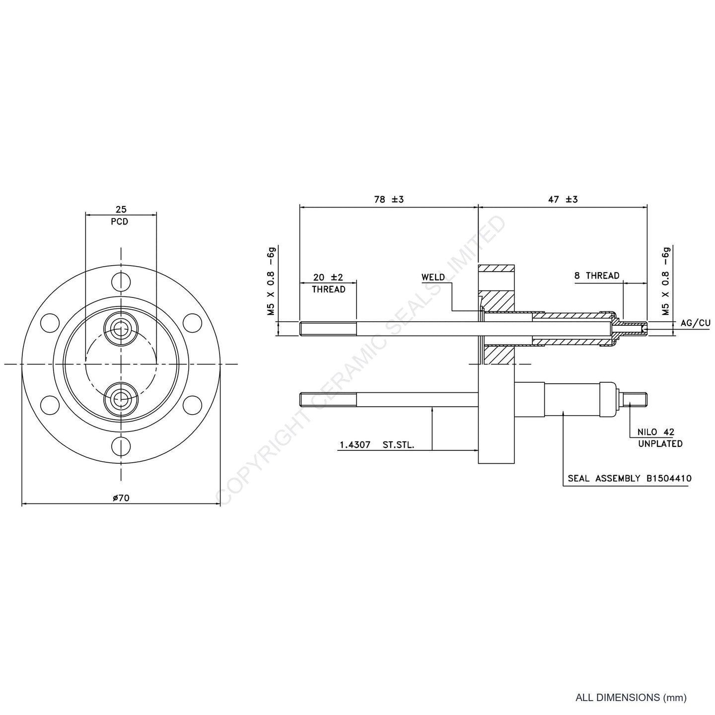 10kV Double Feedthrough Flanged