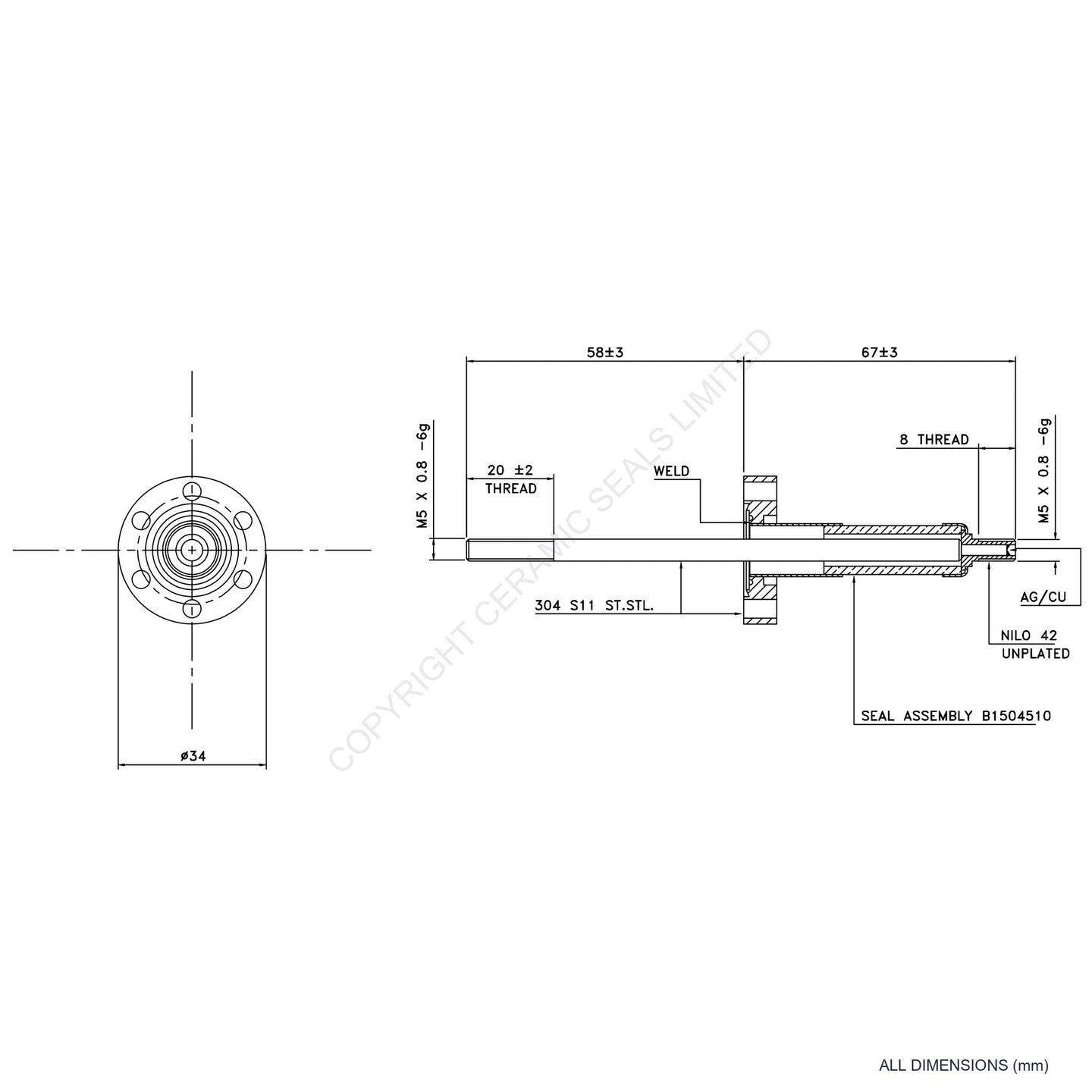15kV Single Feedthrough Flanged