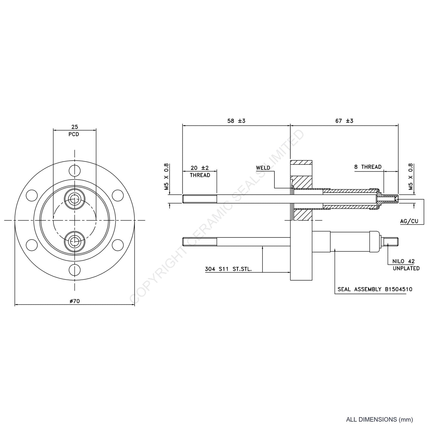 15kV Double Feedthrough Flanged