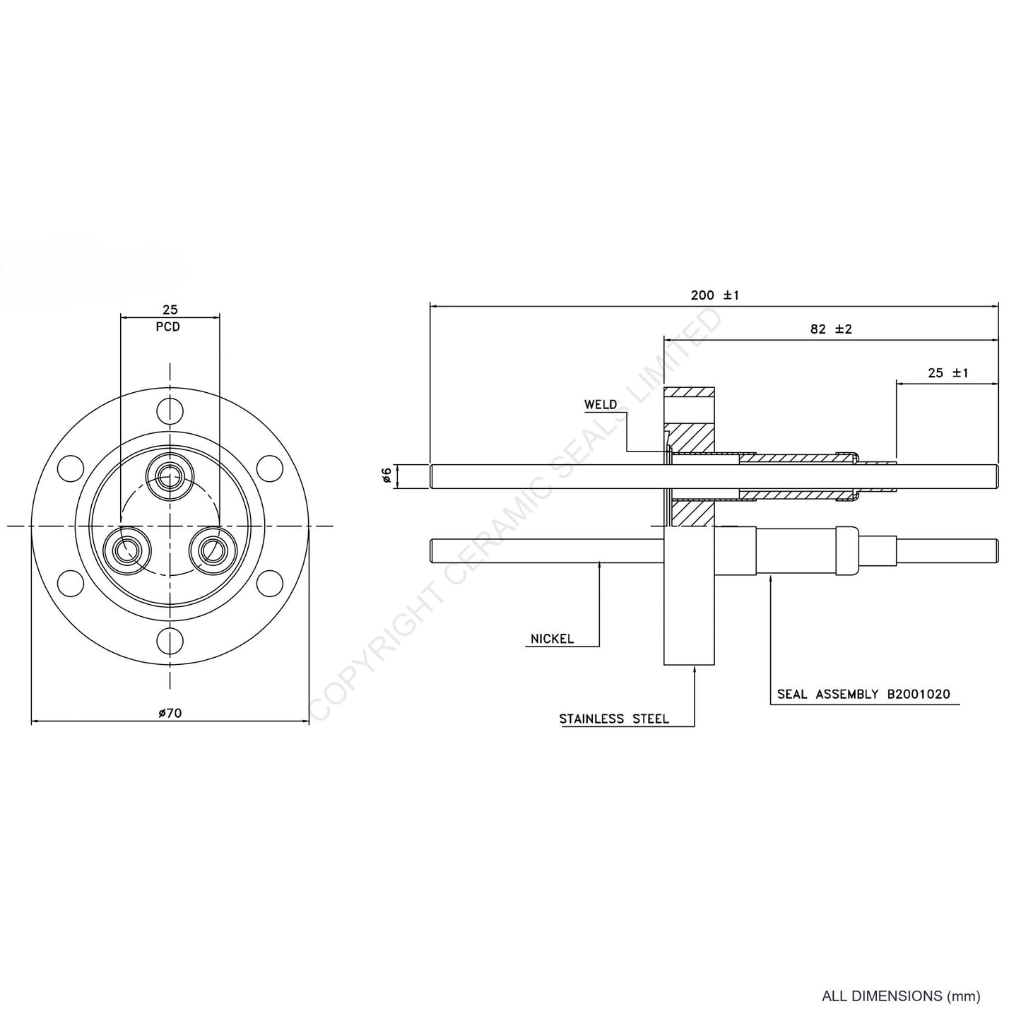 10kV Three Way Feedthrough Flanged