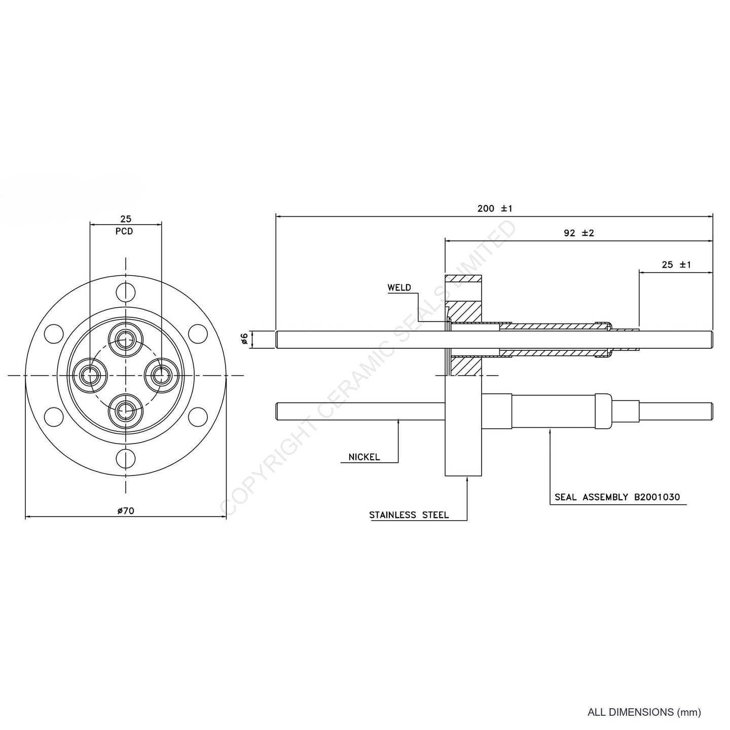 15kV Four Way Feedthrough Flanged