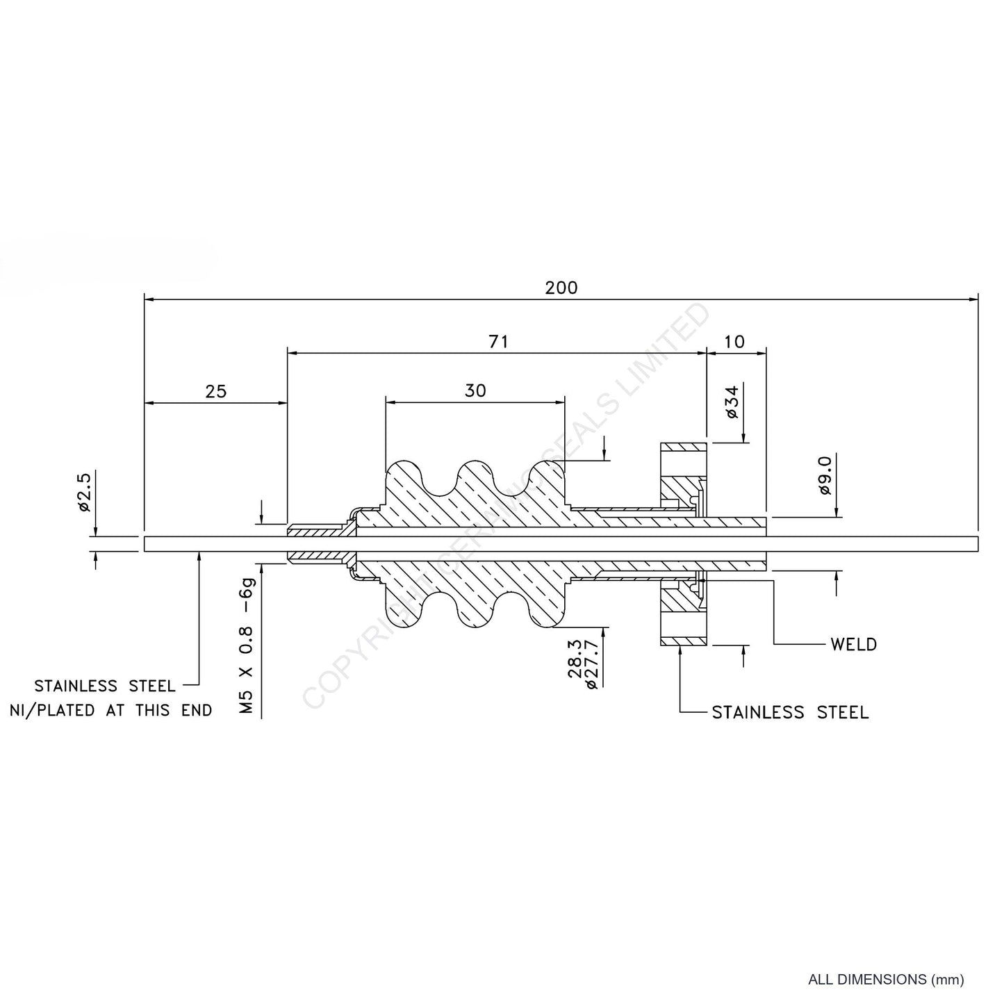 30kV Feedthrough Assembly Flanged