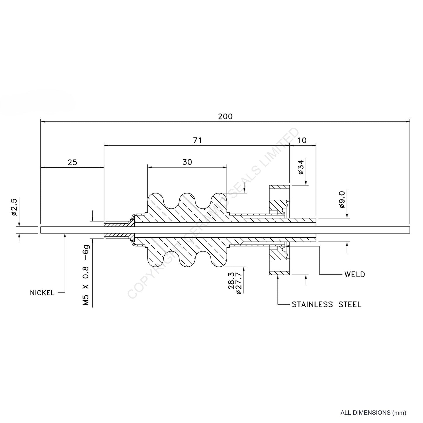 30kV Feedthrough Assembly Flanged