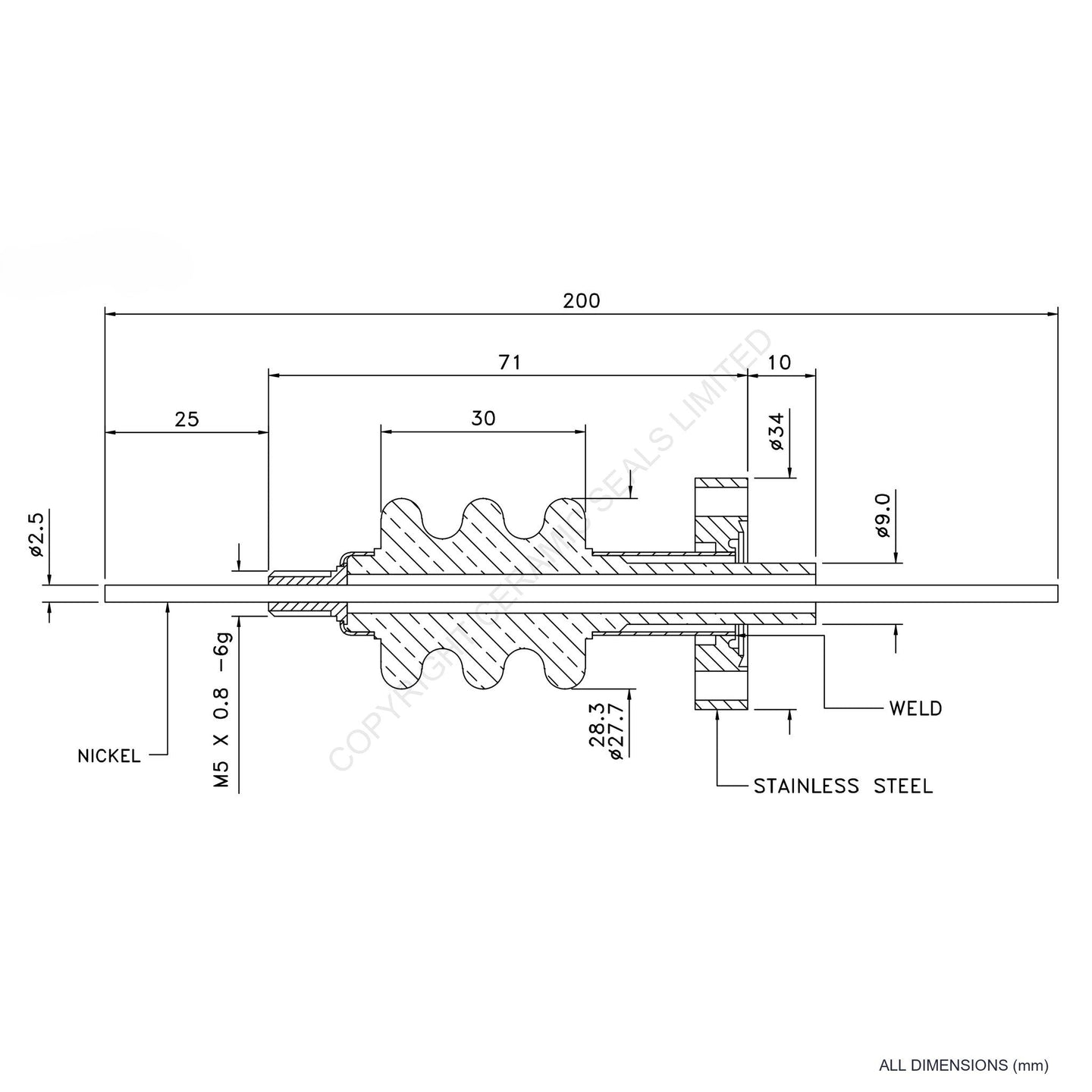 30kV Feedthrough Assembly Flanged
