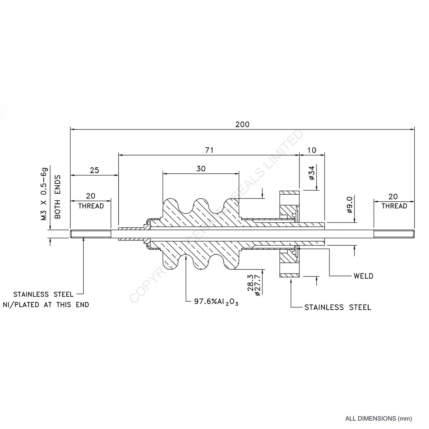 30kV Feedthrough Assembly Flanged