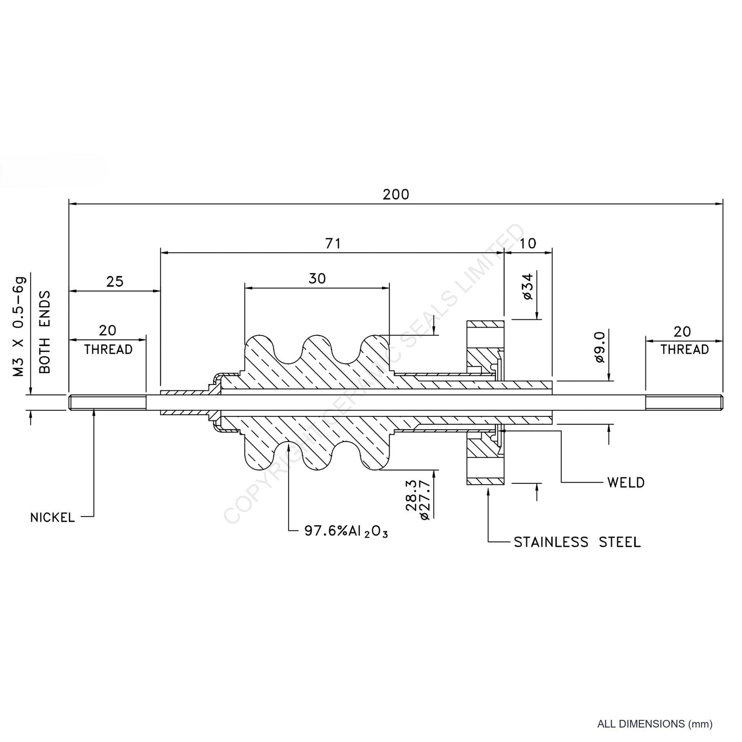 30kV Feedthrough Assembly Flanged
