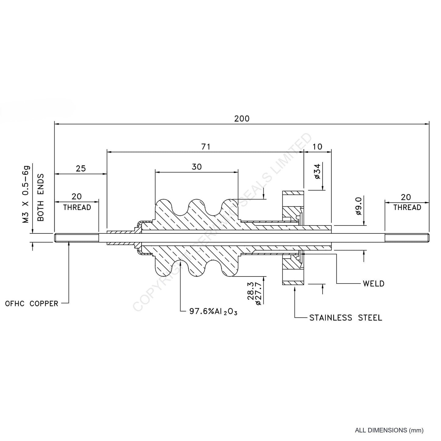 30kV Feedthrough Assembly Flanged