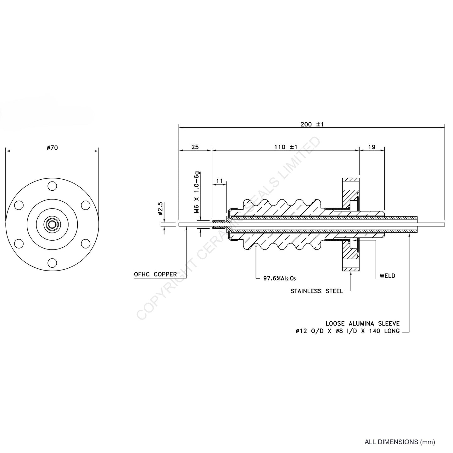 60kV Feedthrough Assembly Flanged