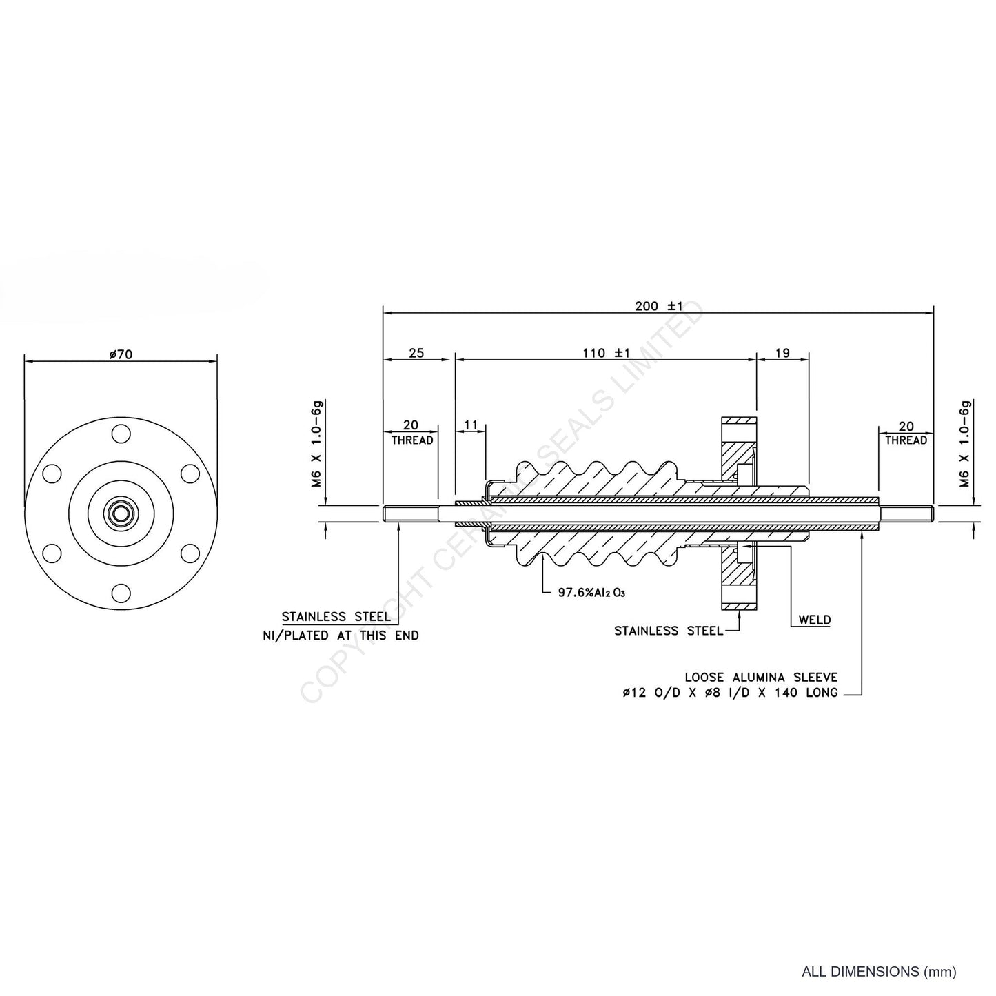 60kV Feedthrough Assembly Flanged