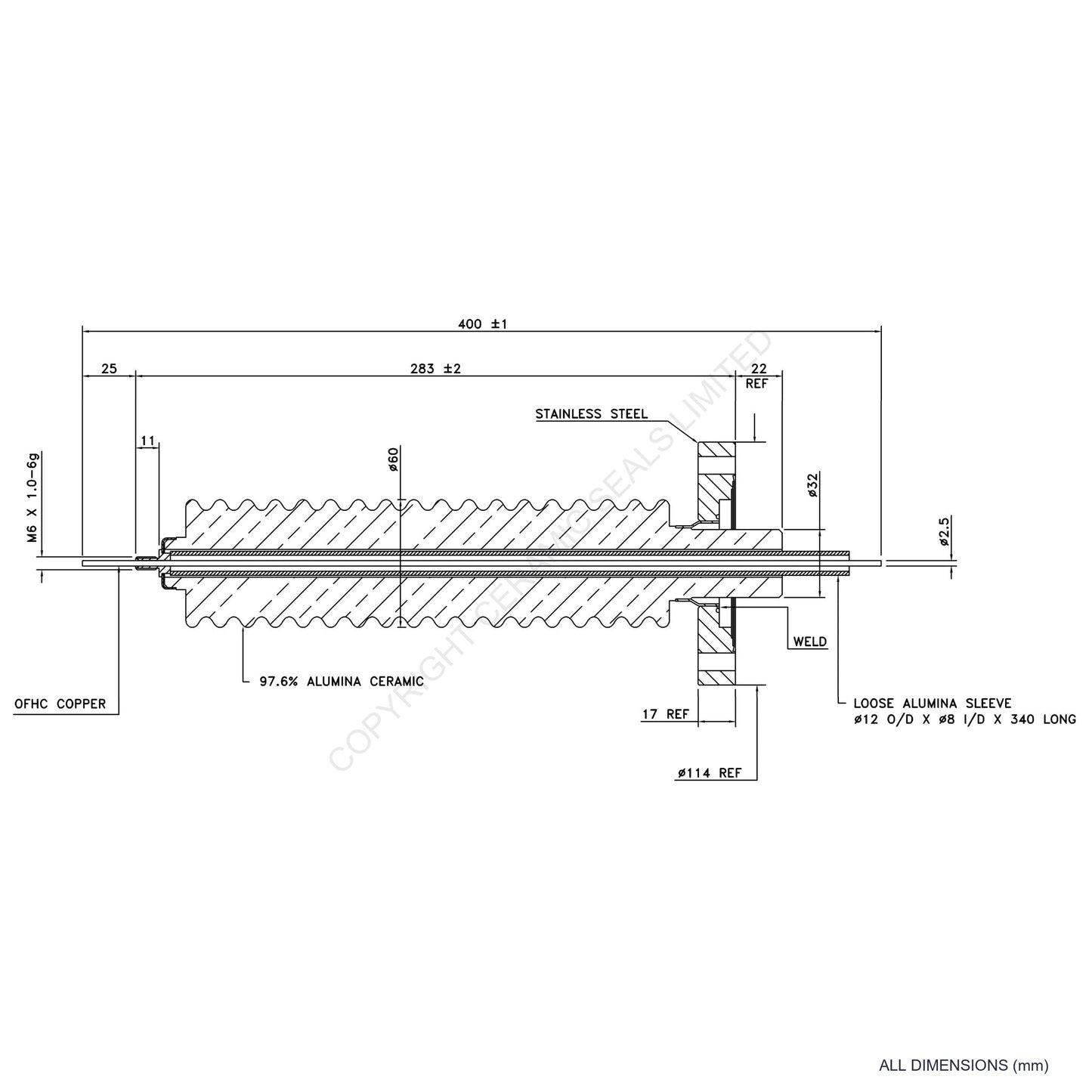 150kV Feedthrough Assembly Flanged