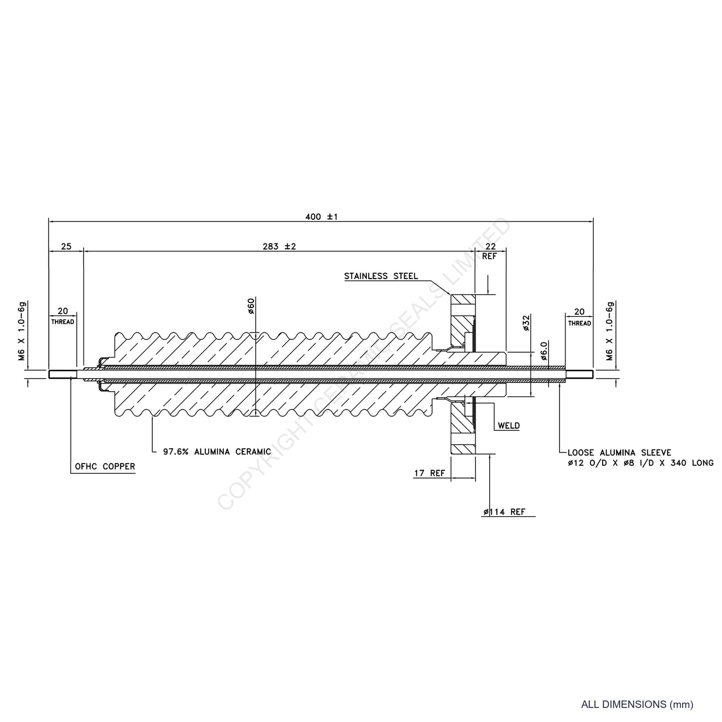 150kV Feedthrough Assembly Flanged
