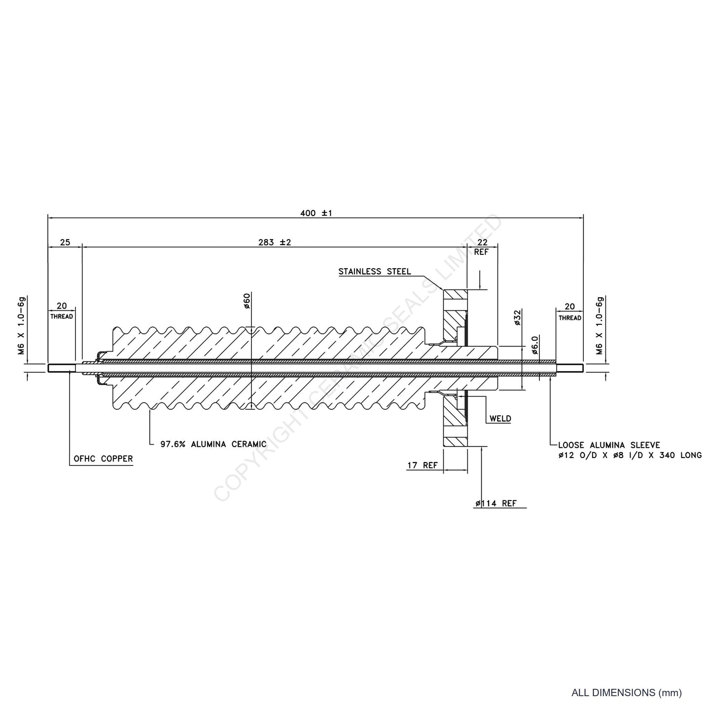 150kV Feedthrough Assembly Flanged