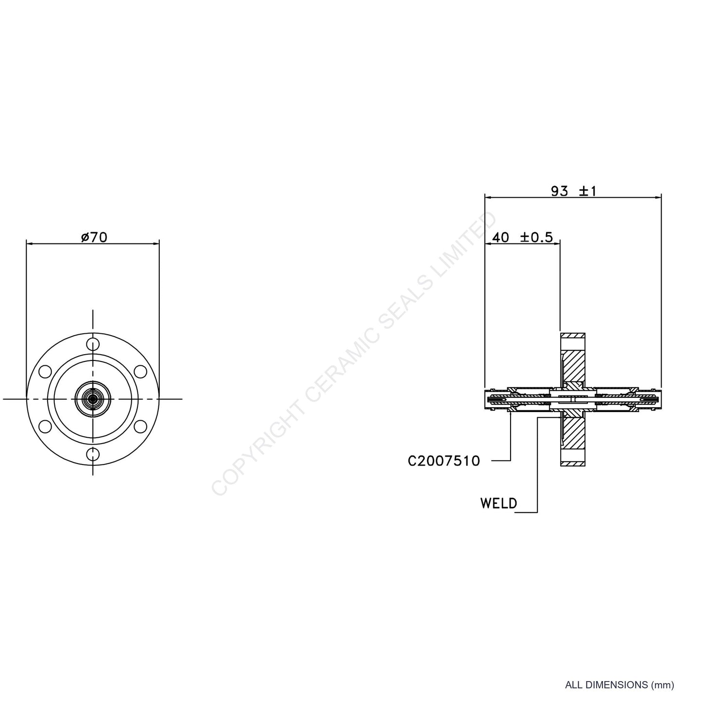 500V BNC Double Ended Flanged Assembly