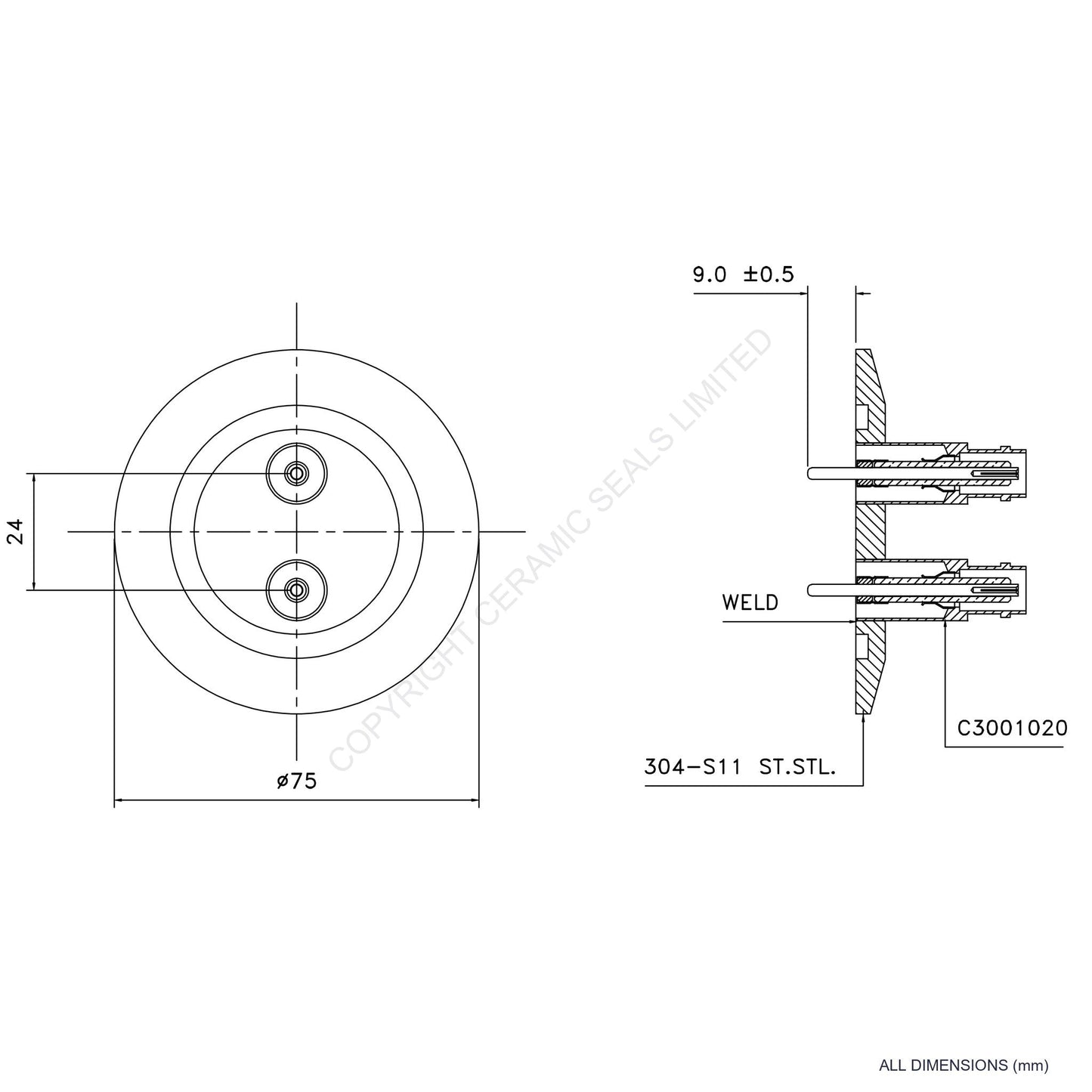 5kV MHV 2 Way O-Ring Assembly