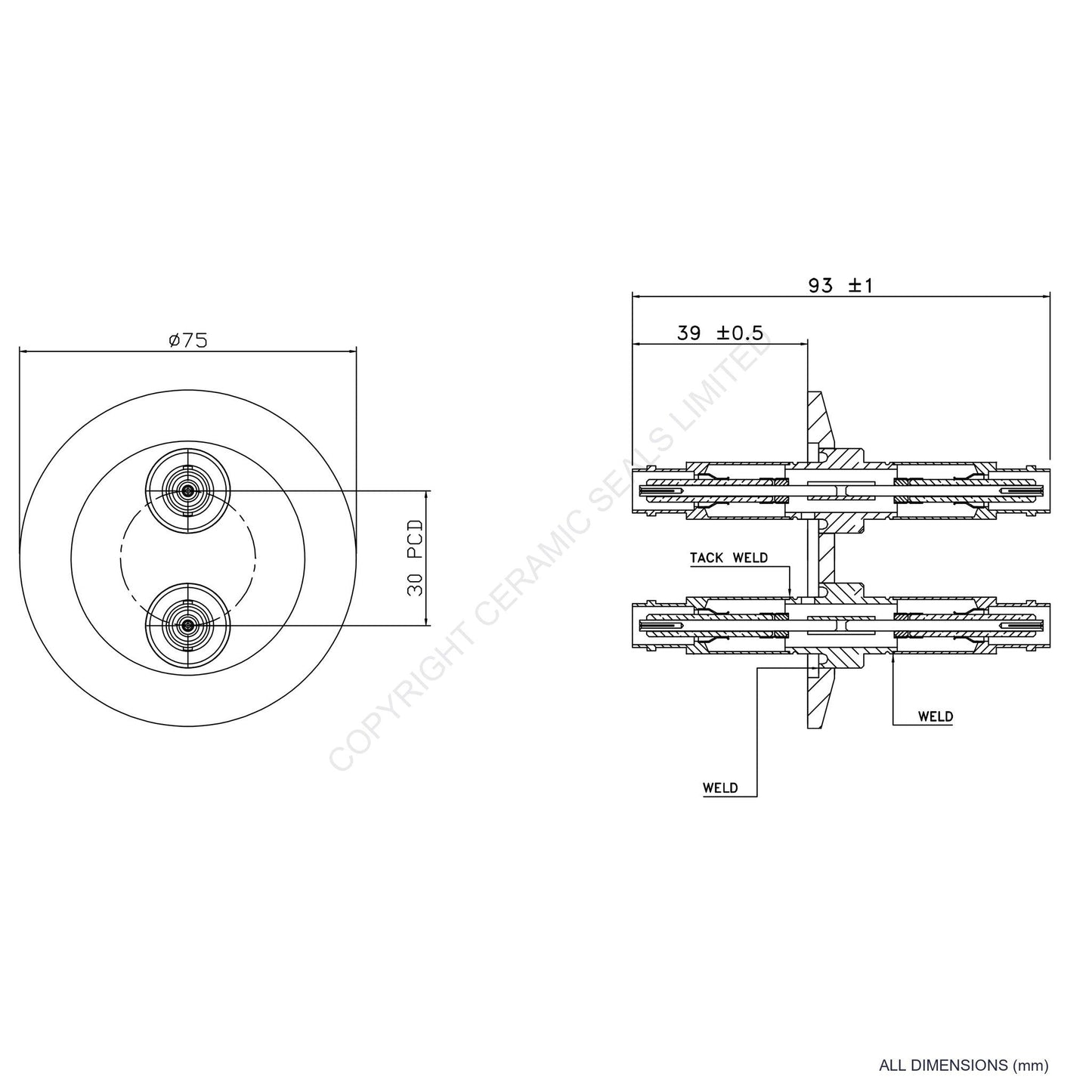 5kV 2 Way Double Ended MHV O-Ring Flanged