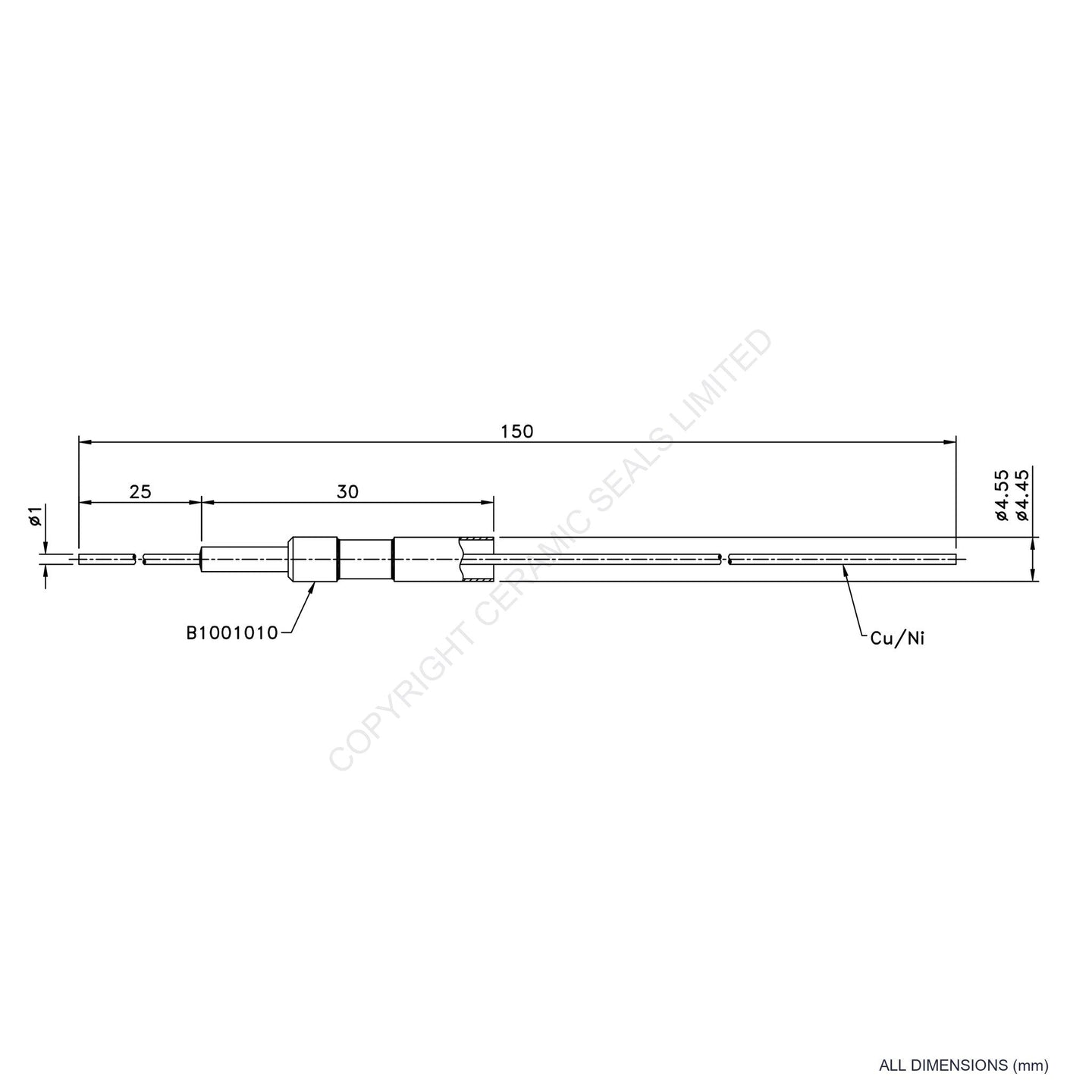 Single Thermocouple (-) Copper/Nickel