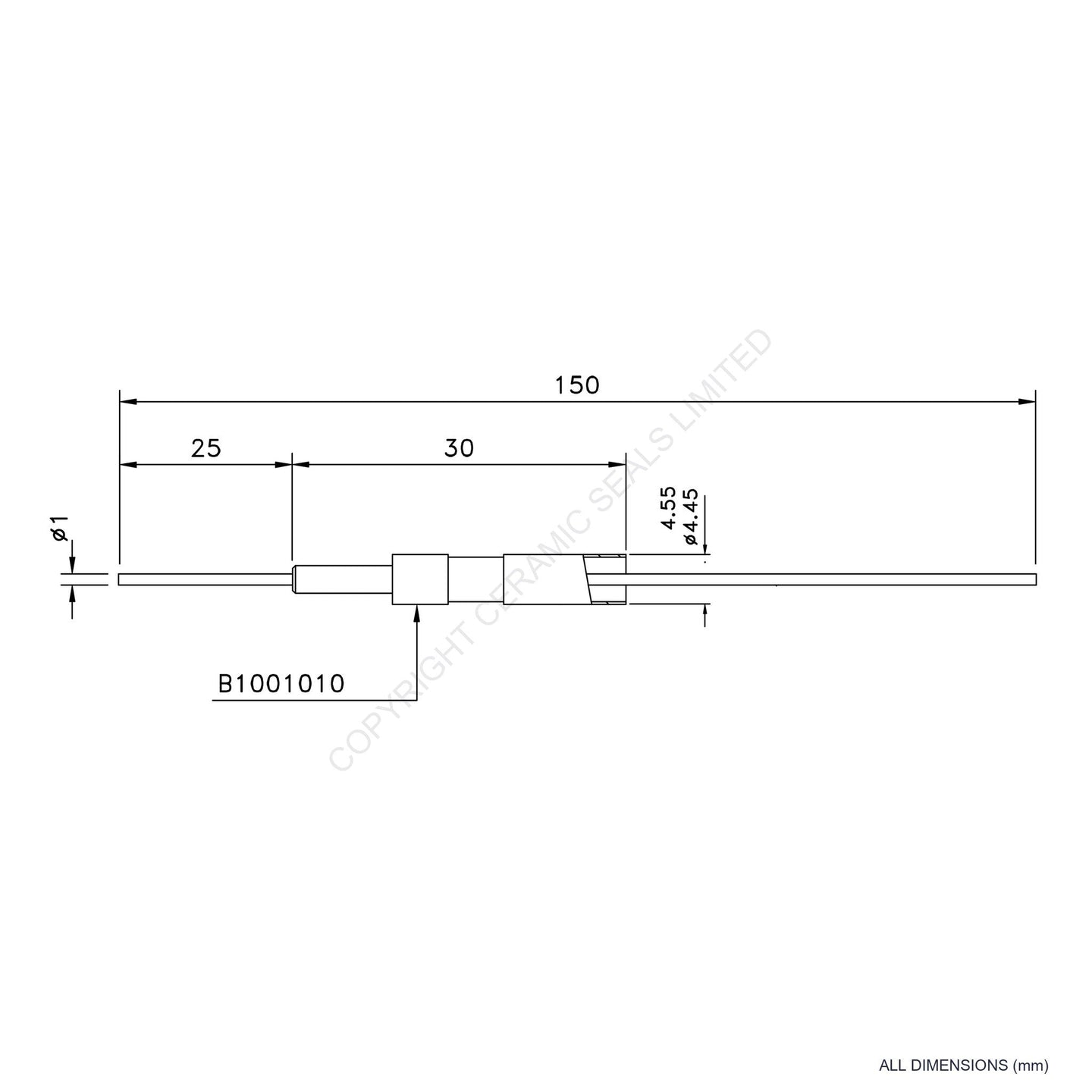 Single Thermocouple (+) Platinum - 10% Rhodium incl. Compensating Cable