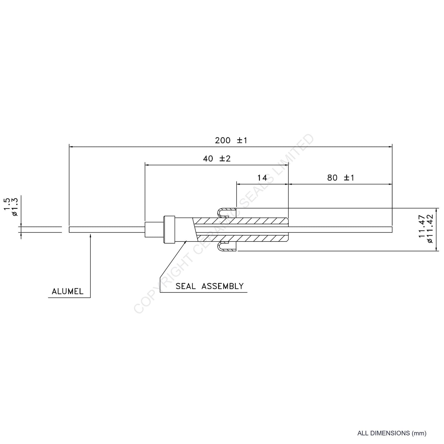 Single Thermocouple (-) Alumel
