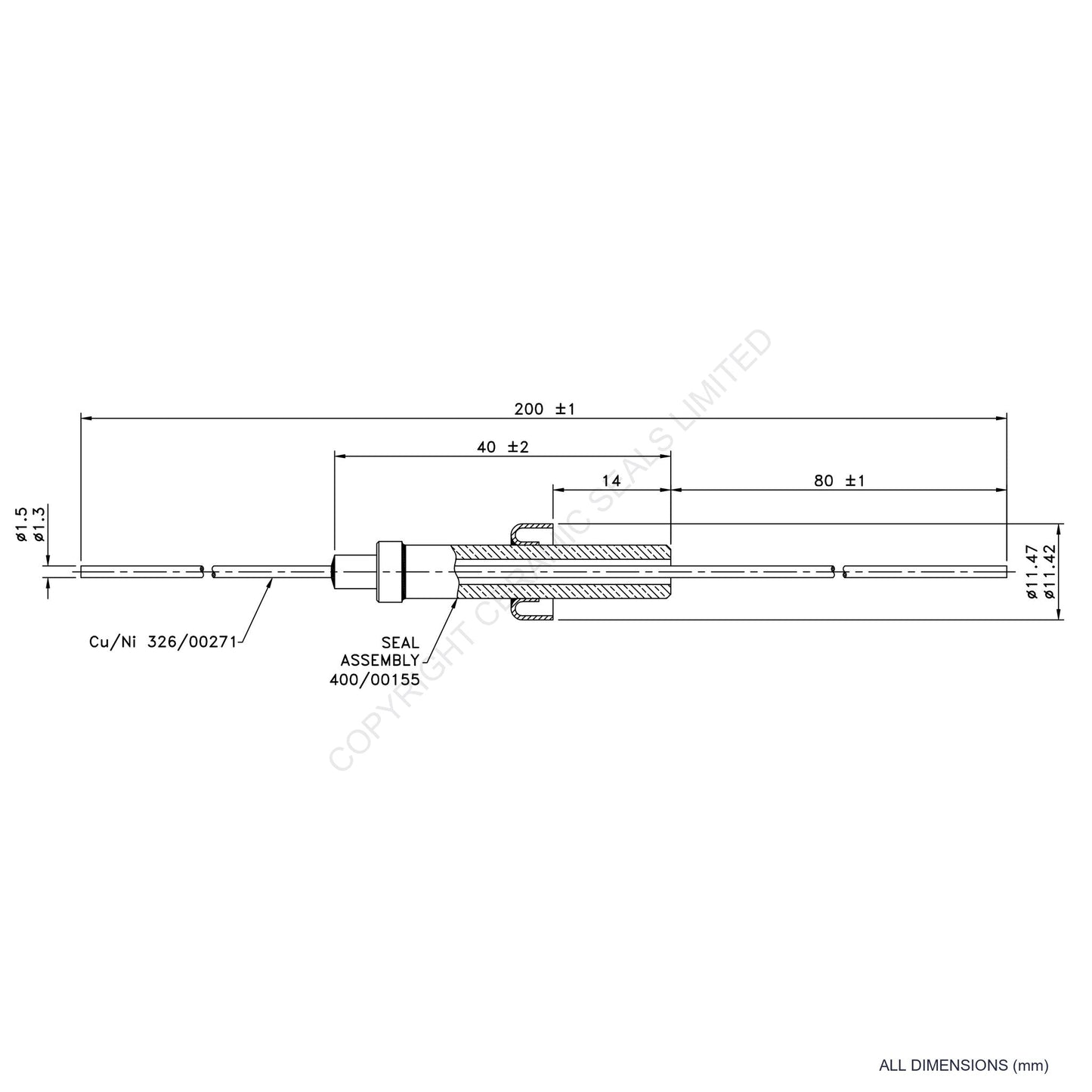 Single Thermocouple (-) Copper/Nickel