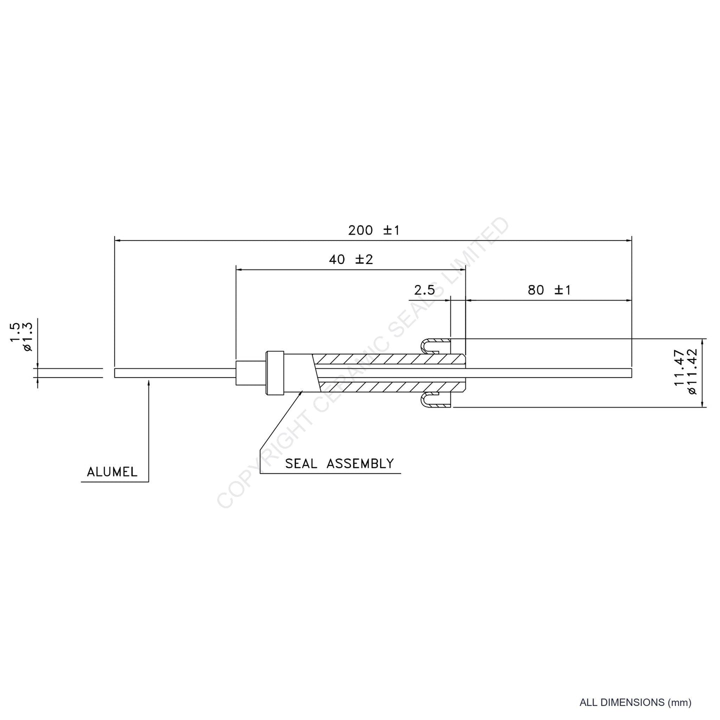 Single Thermocouple (-) Alumel