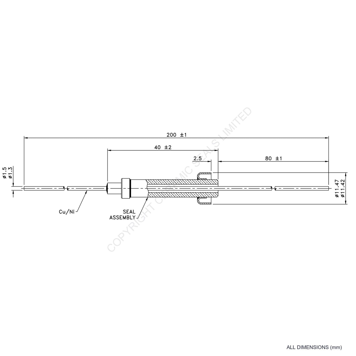Single Thermocouple (-) Copper/Nickel