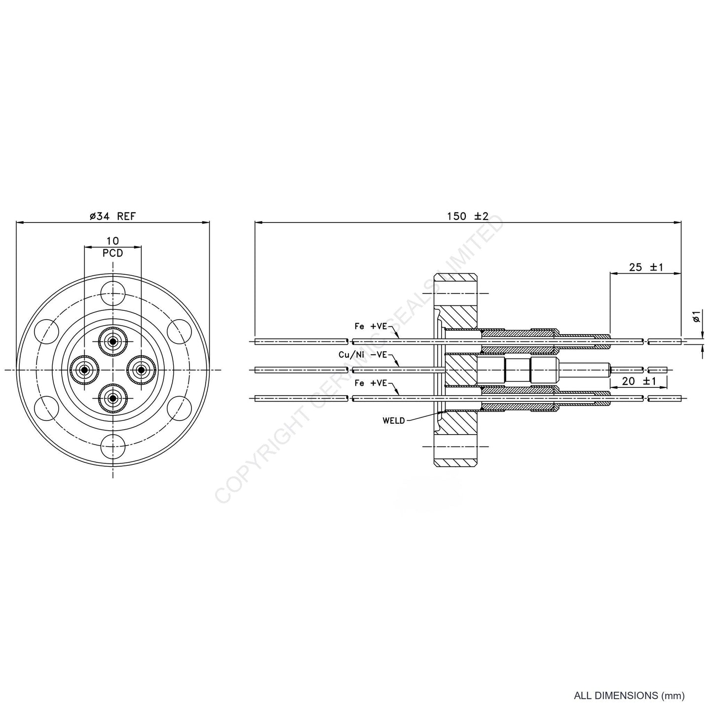 2 Pair Thermocouple Type J