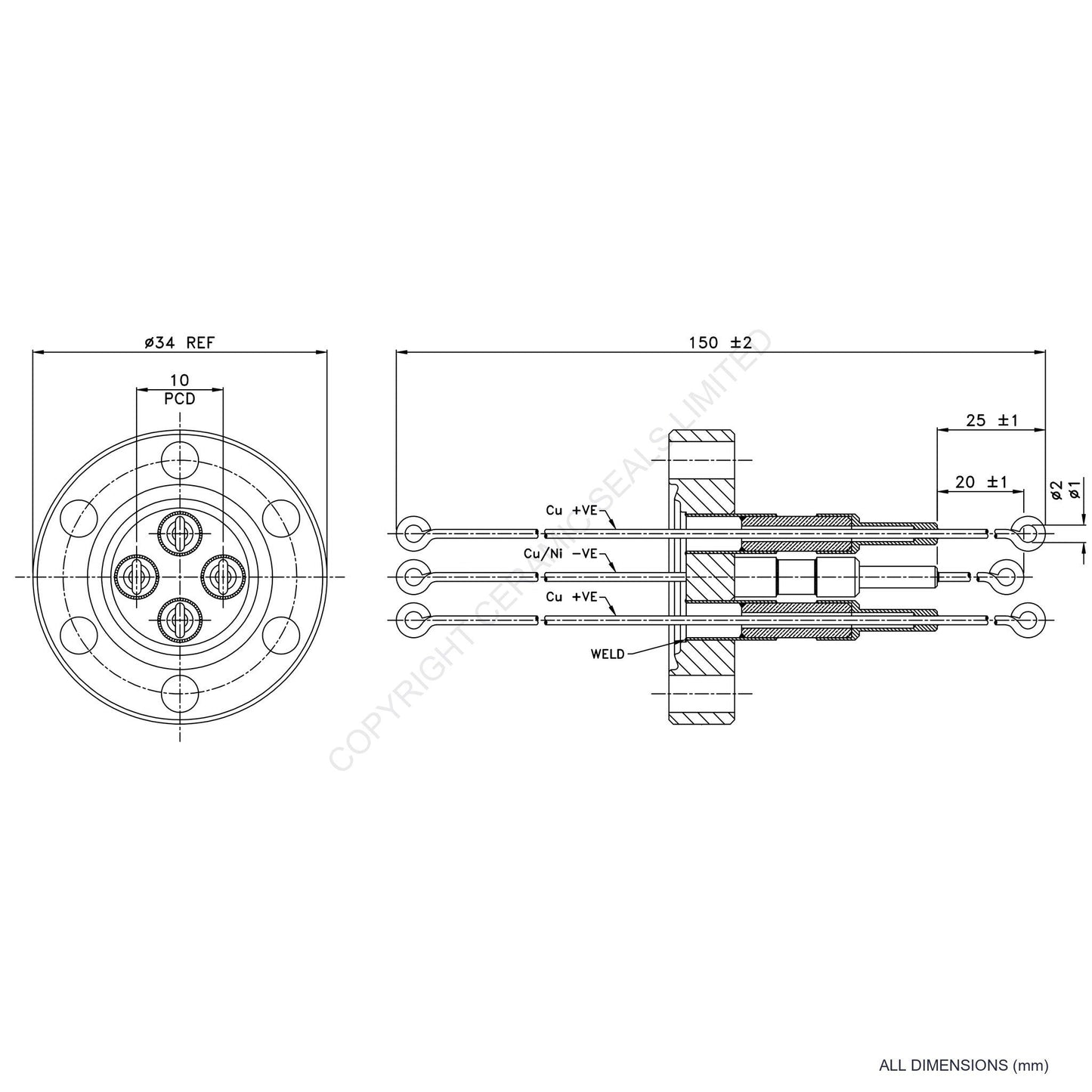 2 Pair Thermocouple Type T