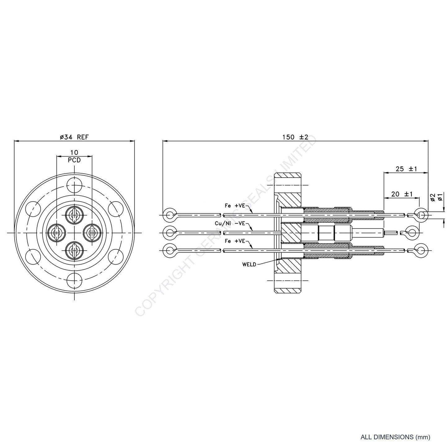 2 Pair Thermocouple Type J