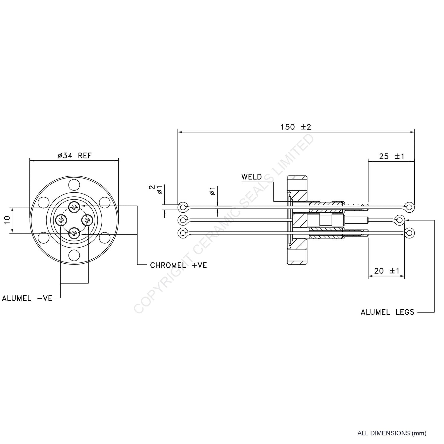 2 Pair Thermocouple Flanged Type K