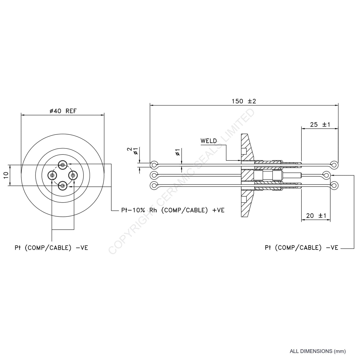 2 Pair Thermocouple O-Ring Type S incl. Compensating Cables
