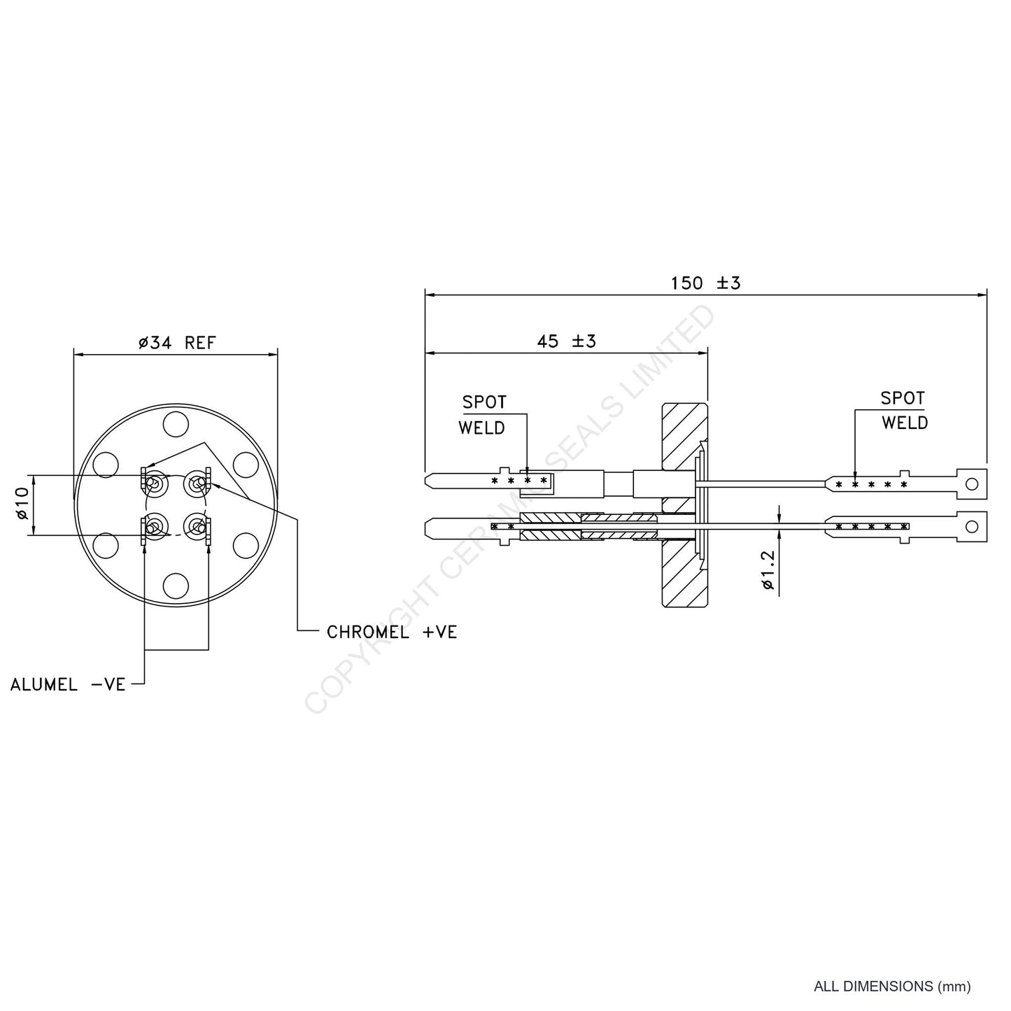2 Pair Thermocouple Flanged Type K