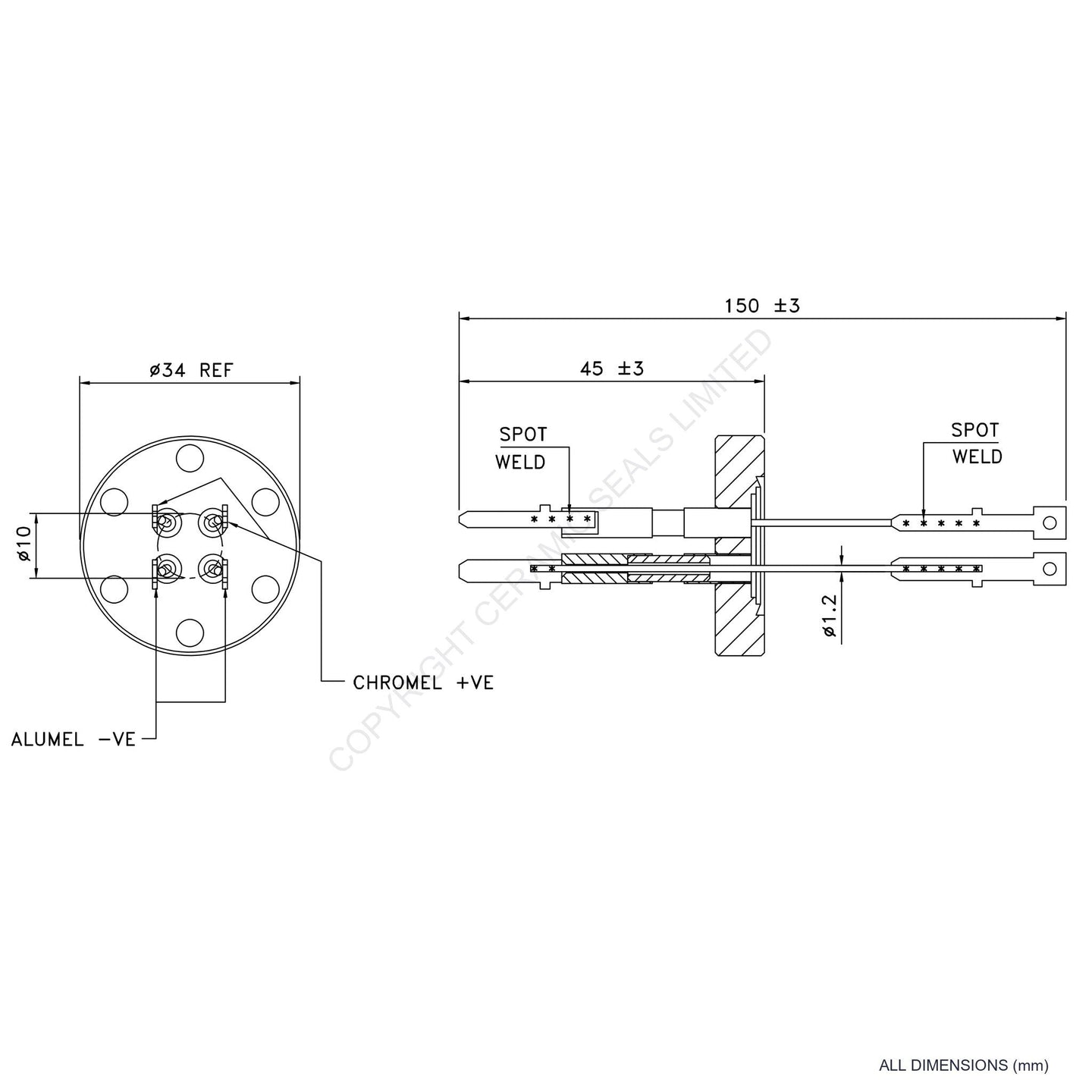 2 Pair Thermocouple Flanged Type K