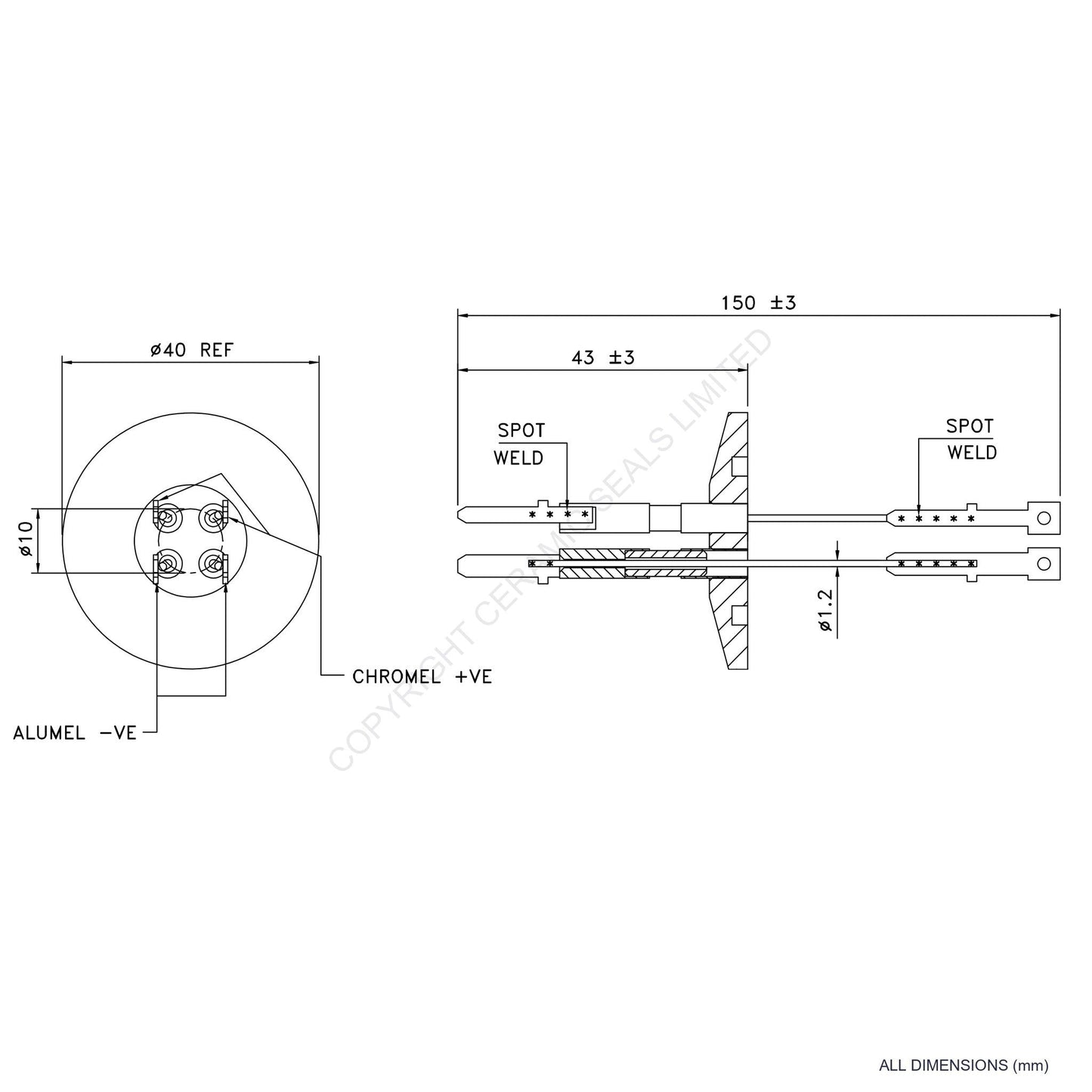 2 Pair Thermocouple O-Ring Type K