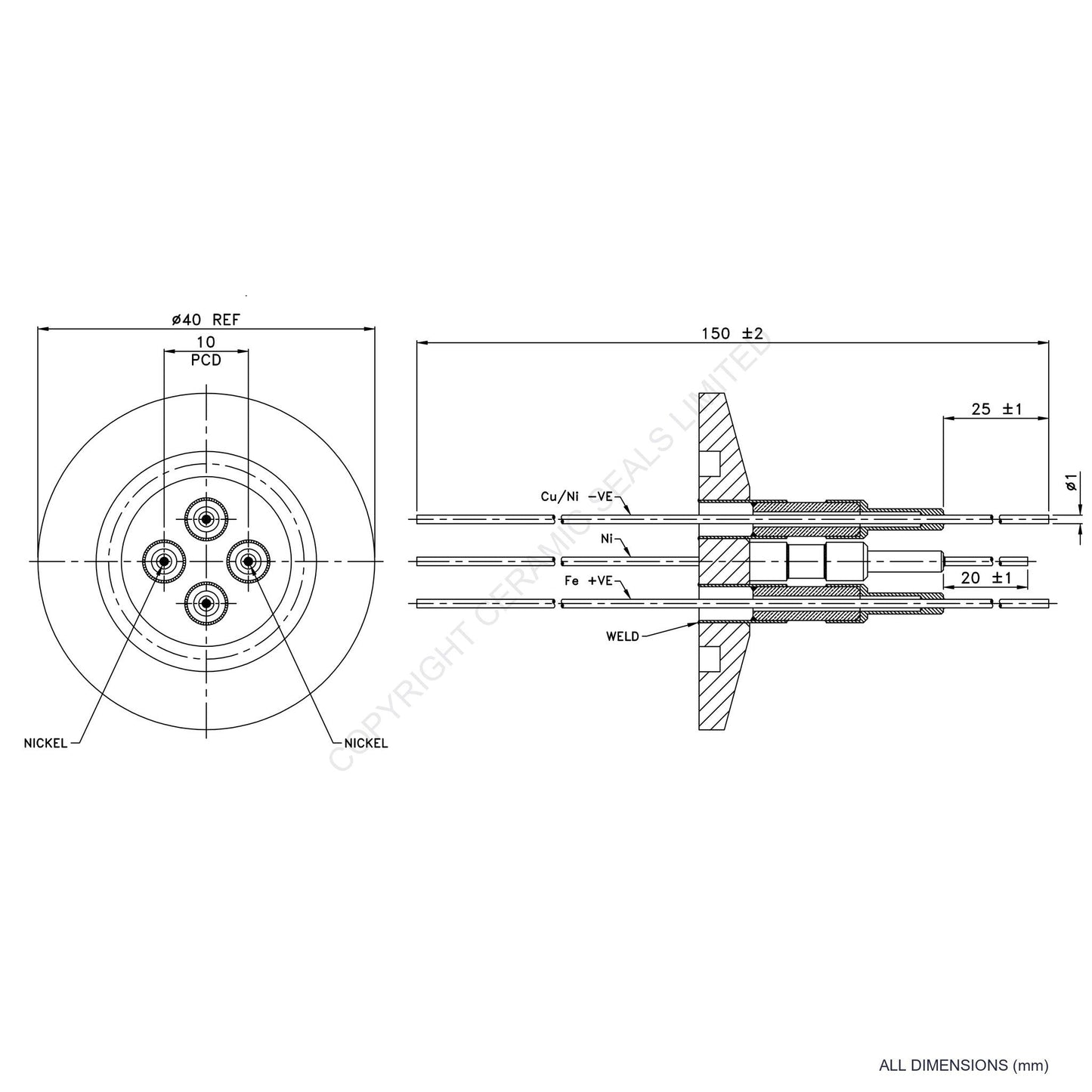 Power And Thermocouple O-Ring Type J