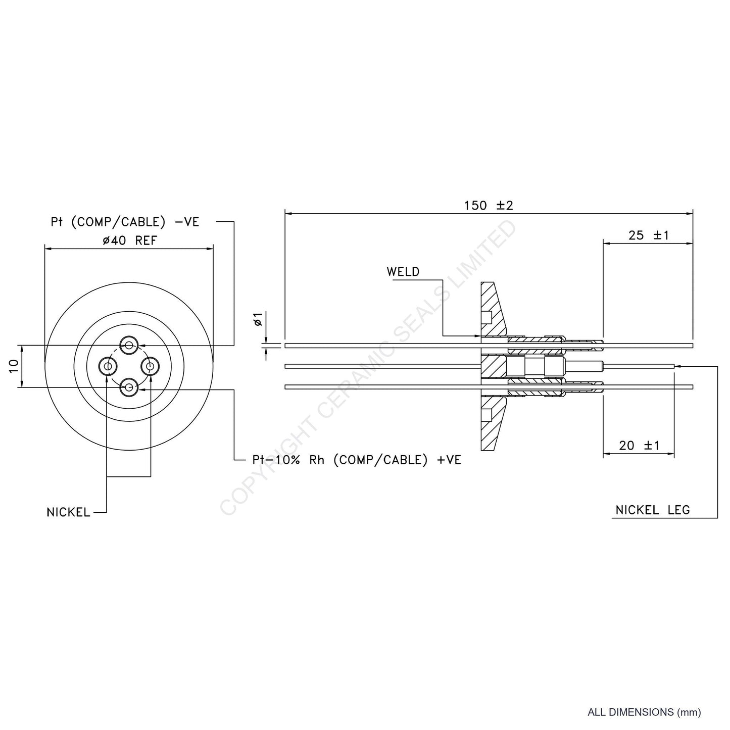 Power & Thermocouple O-Ring Type S incl. Compensating Cables