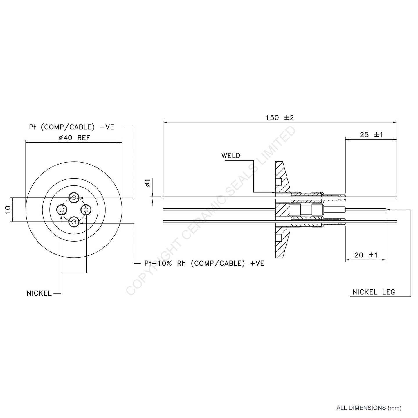 Power & Thermocouple O-Ring Type S incl. Compensating Cables