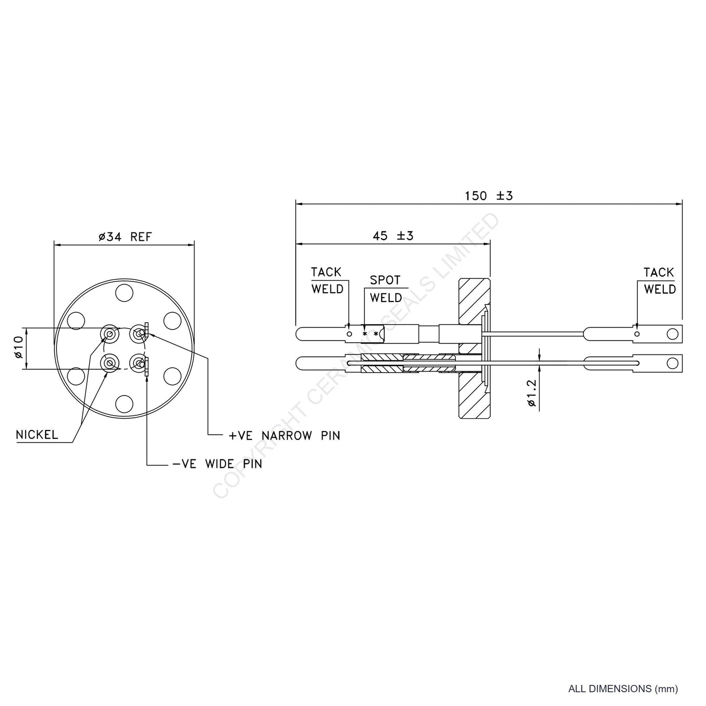 Power & Thermocouple Flanged Type R incl. Compensating Cables