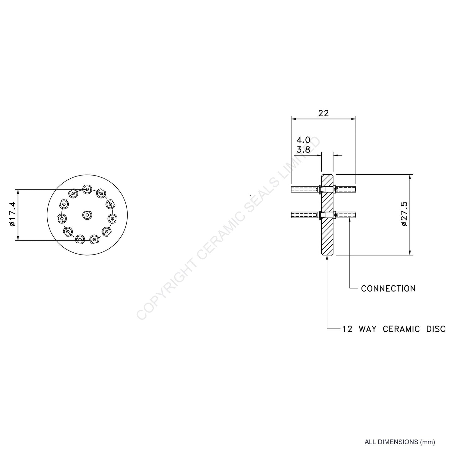 In Vacuum Connector 12 Way Female