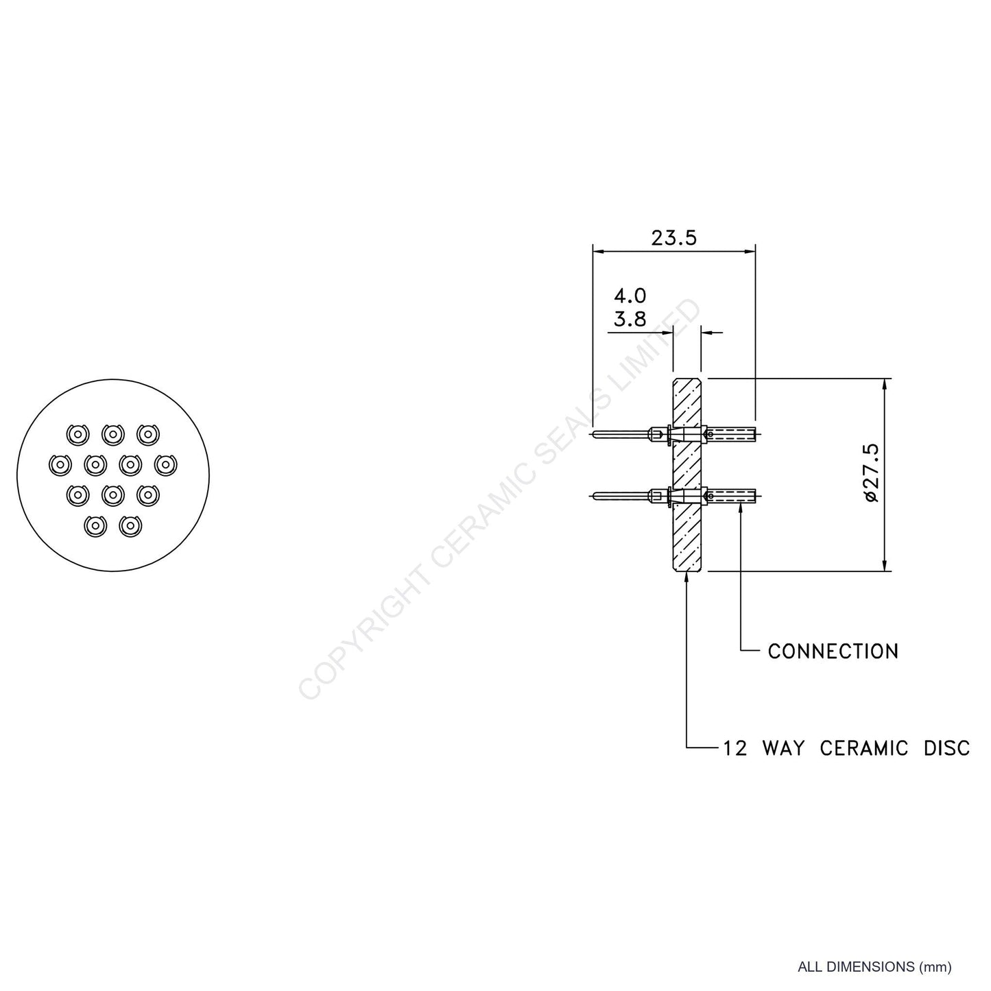 In Vacuum Connector 12 Way Male
