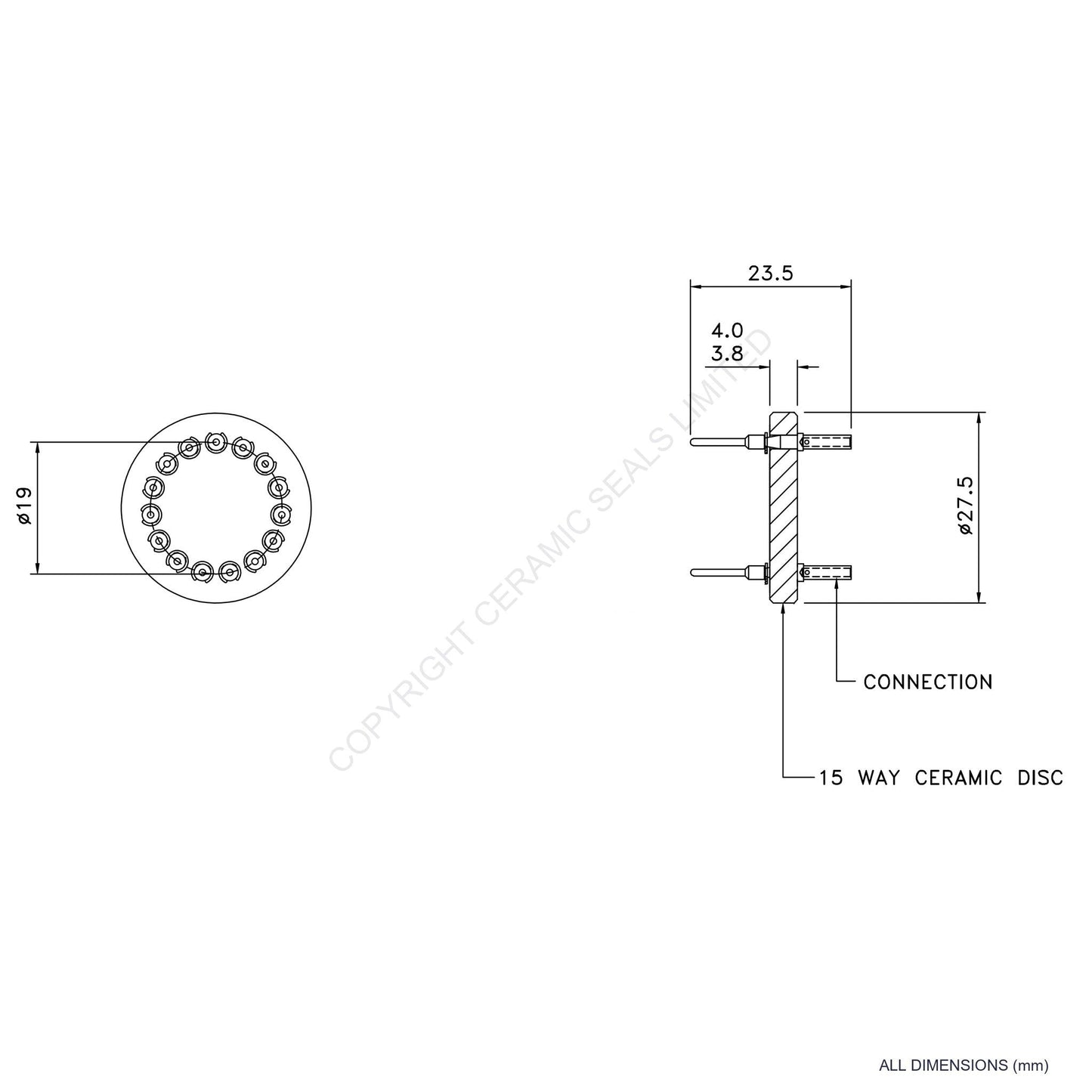 In Vacuum Connector 15 Way Male