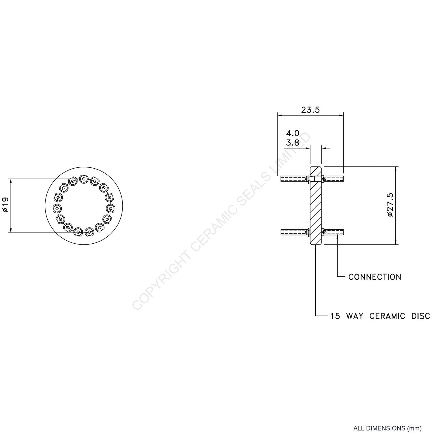 In Vacuum Connector 15 Way Female