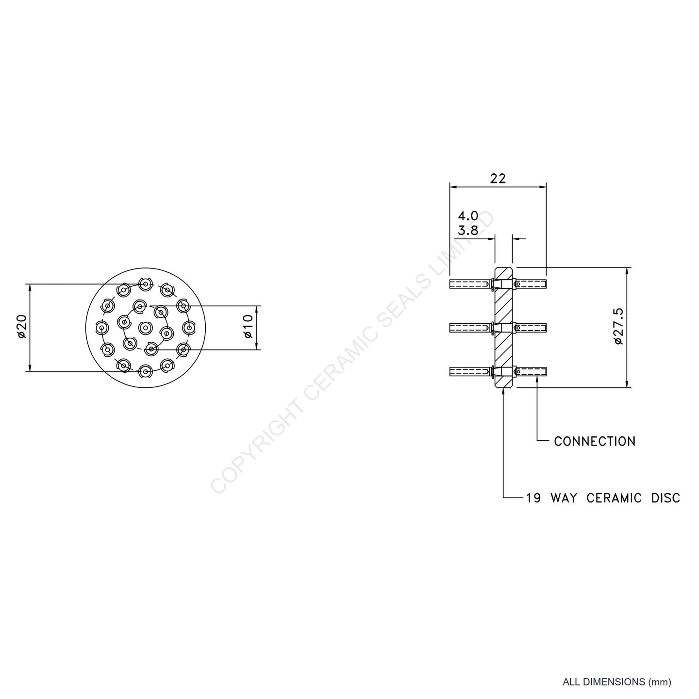 In Vacuum Connector 19 Way Female