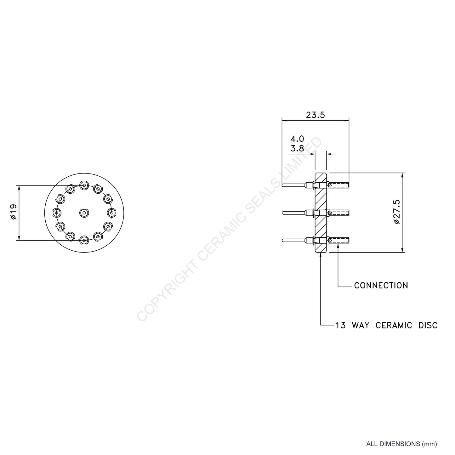 In Vacuum Connector 13 Way Male