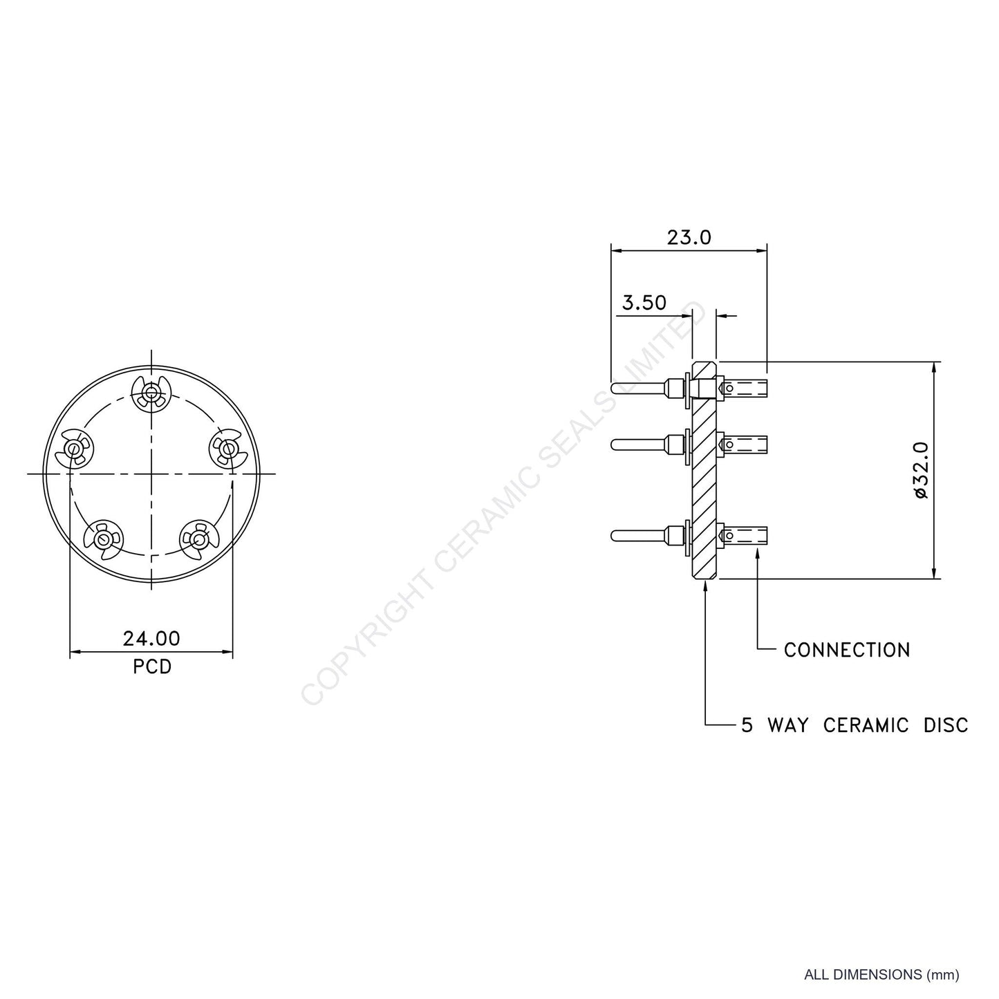 In Vacuum Connector 5 Way Male